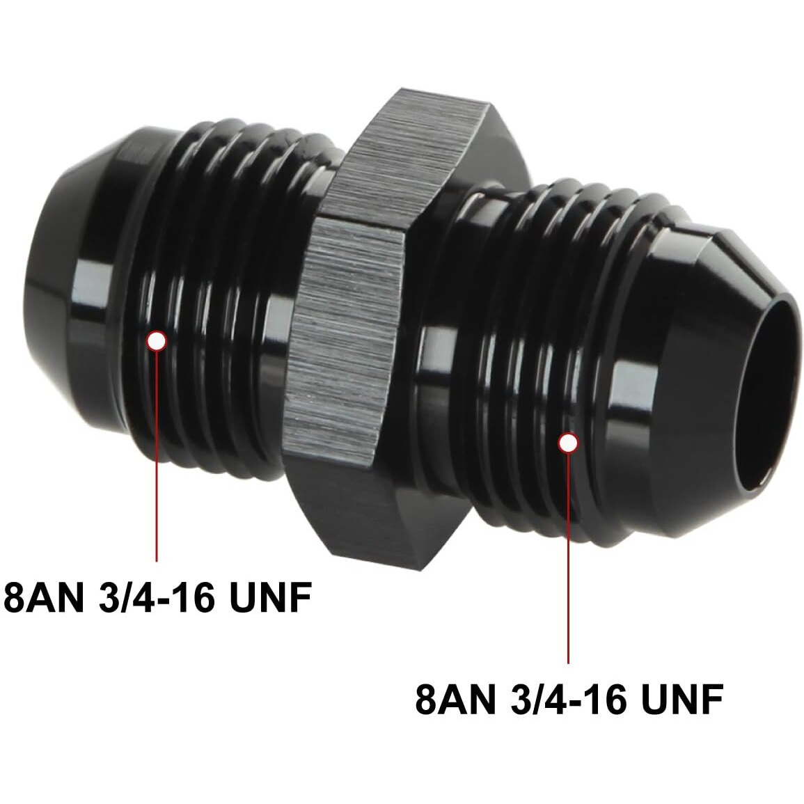 Podavelle 8An Male To 8An Male Flare Union Coupler Adapter Fitting Fuel Oil Connector Straight Aluminum Black, Pack Of 2