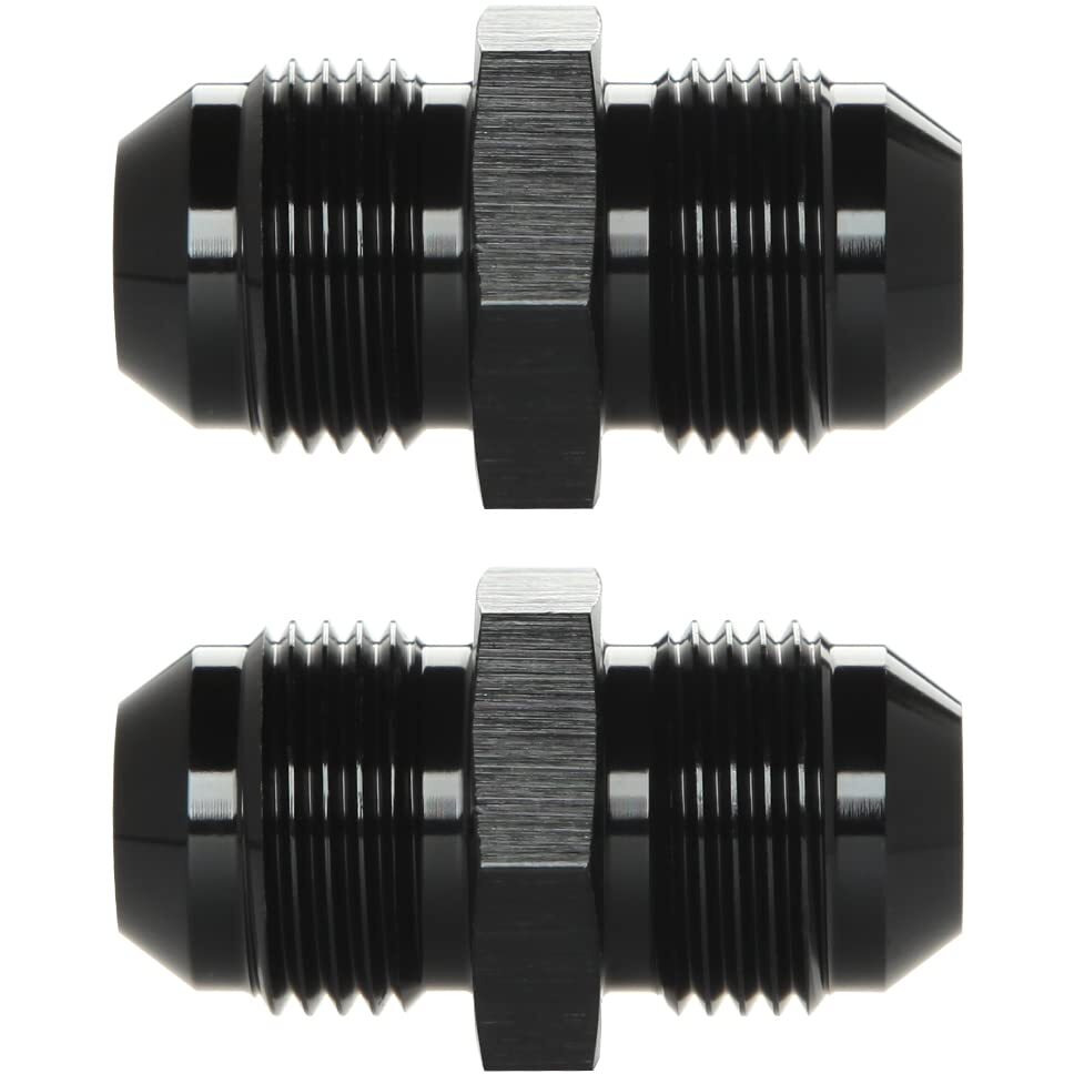 Podavelle 8An Male To 8An Male Flare Union Coupler Adapter Fitting Fuel Oil Connector Straight Aluminum Black, Pack Of 2