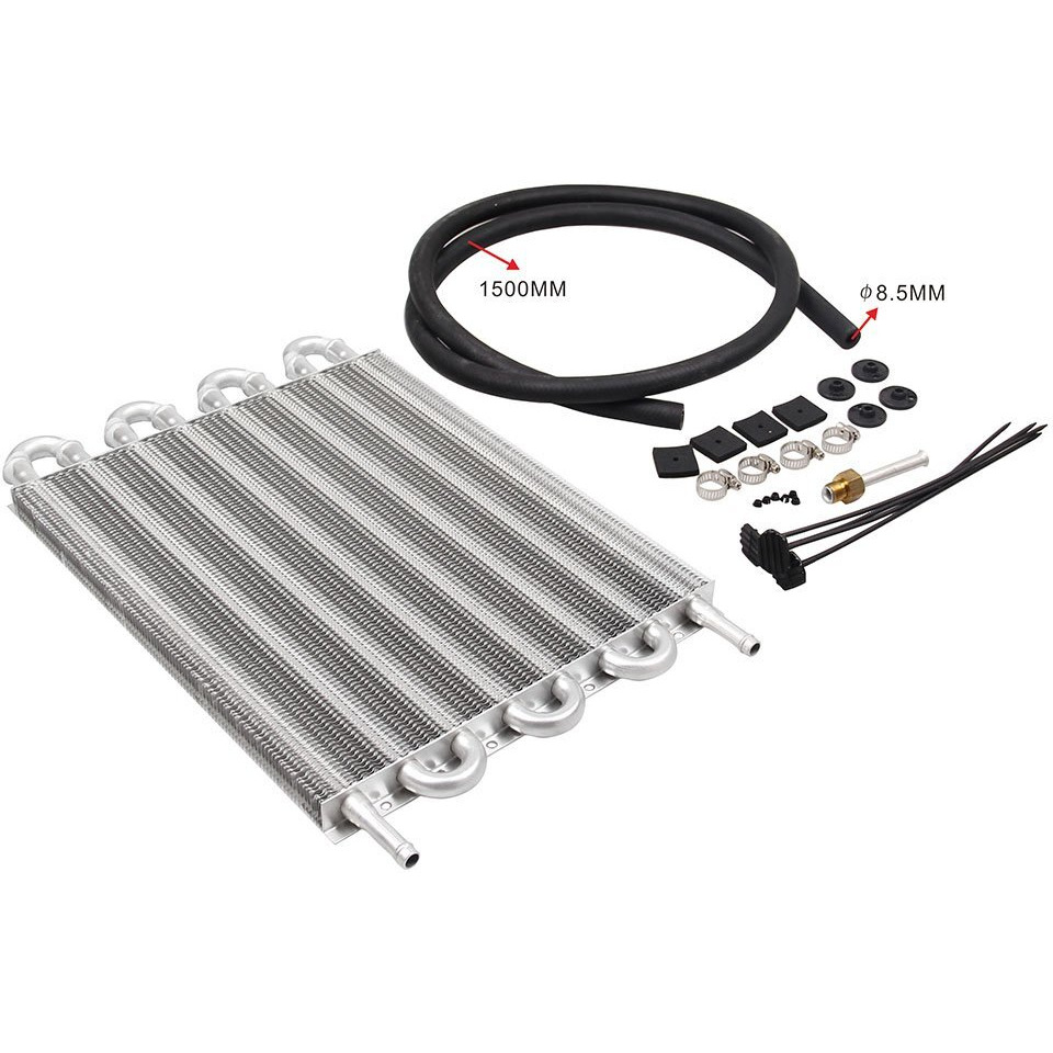 8 Row Aluminum Transmission Oil Cooler Universal 6 Pass Tube And Fin Transmission Cooler Kit