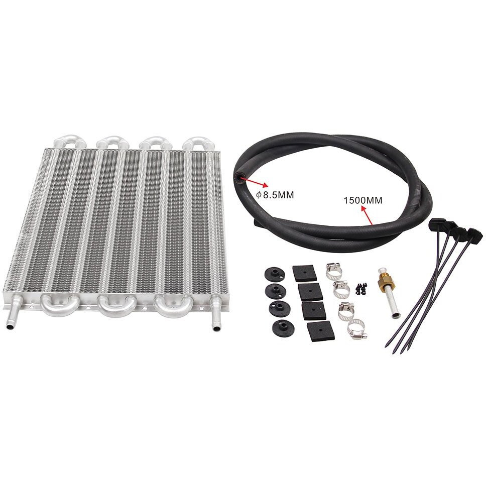 8 Row Aluminum Transmission Oil Cooler Universal 6 Pass Tube And Fin Transmission Cooler Kit