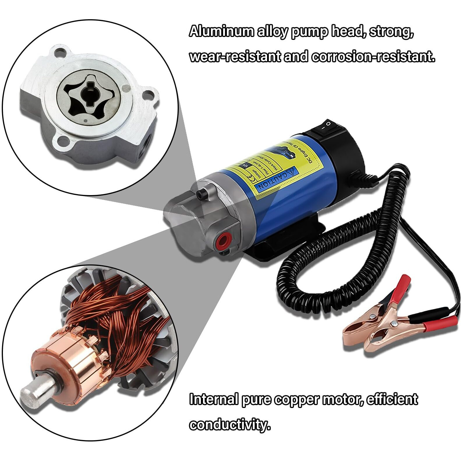 12V 100W Oil Extractor Pump Portable Engine Low Noise Self-Priming Motor Diesel For Car Motorcycle And Boat Engine Oil Transfer Change Pump