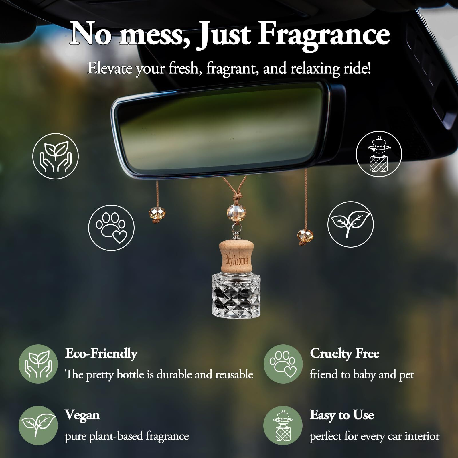 Royaroma 2 Pack Hanging Car Air Freshener | Long Lasting 30-45 Days Natural Fragrance Oil Diffuser For Car, Home, Office | Odor Eliminator & Easy To Use | Pink Champagne