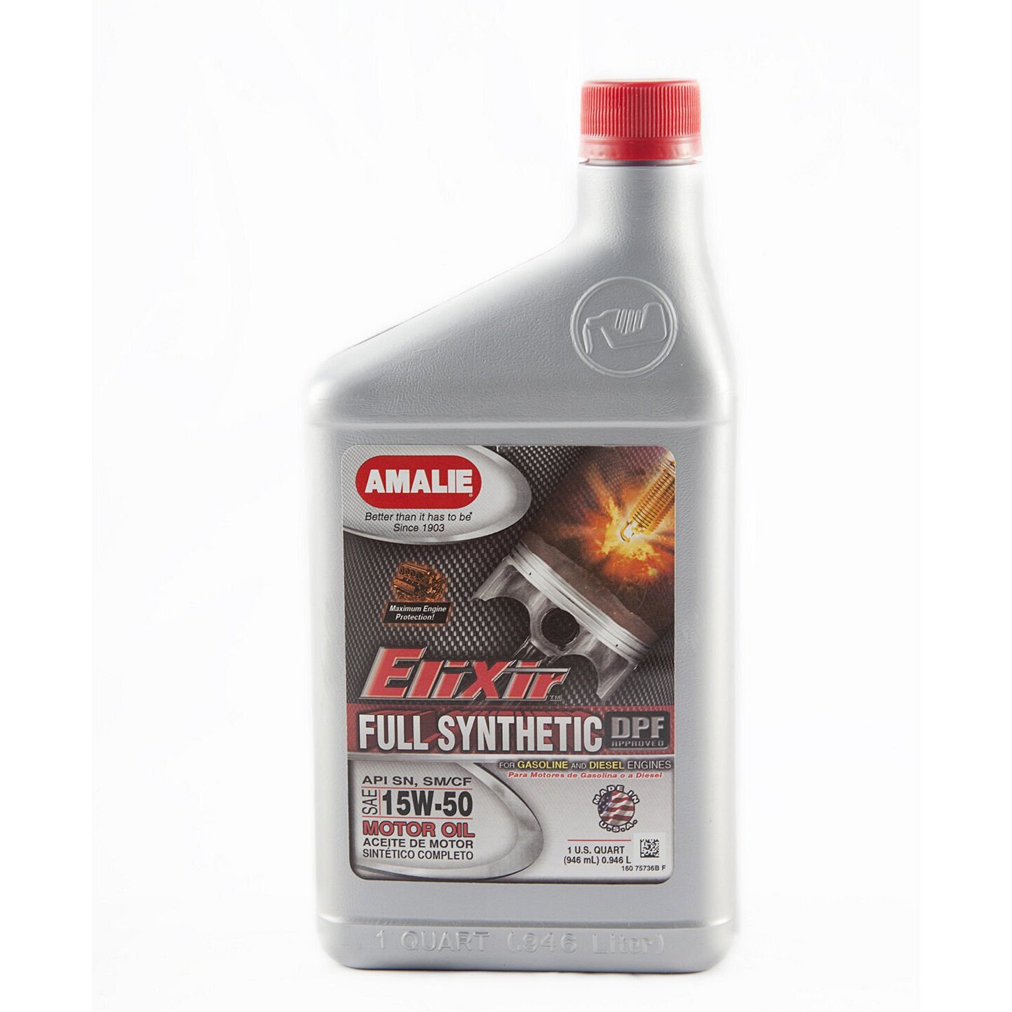 Amalie (75736-56 Elixir 15W-50 Full Synthetic Motor Oil - 1 Quart