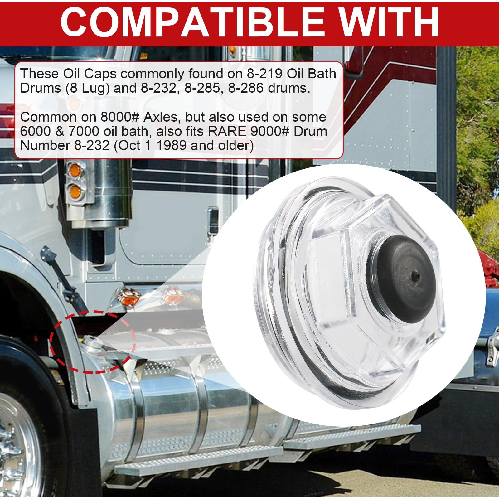 Oil Bath Dust Caps Compatible With Dexter 6K - 8K 8-218, 8-219 General Duty Axles Built After 1989 For Dexter 6K 7K 8K 2.75"" Threads Trailer Axle Plastic Cover 21-35 23-29 Oil Caps K71-038-00 (2Pcs)