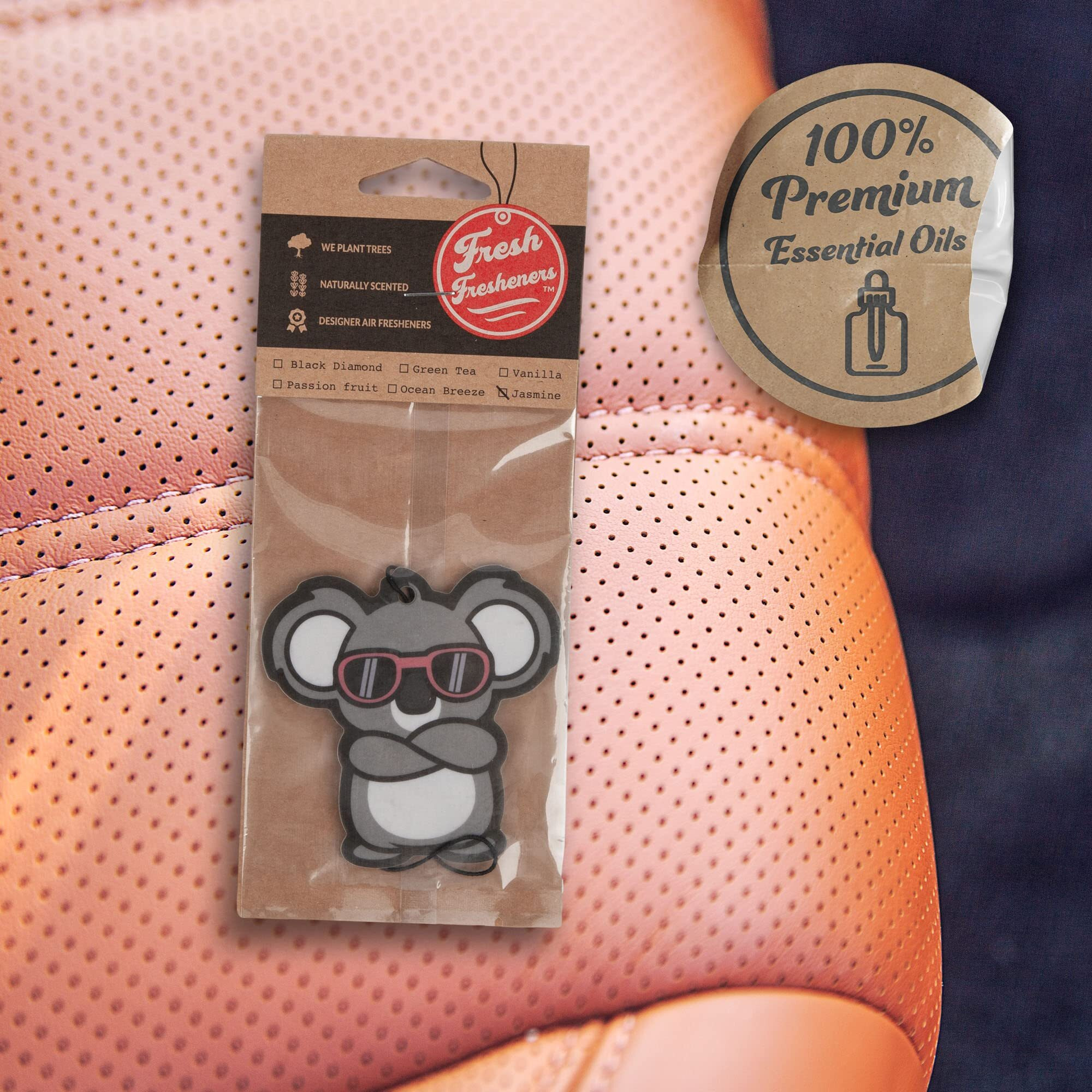 Cute Koala Rocking Sunnies Car Air Freshener 3 Pack Scented With Essential Oils (3 Pack)