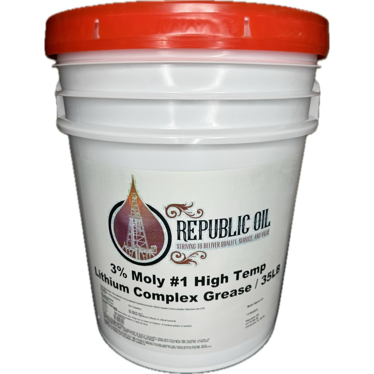 Republic Oil 3% Moly 1 High Temp Lithium Complex Heavy Duty Grease 35Lb Pail | Better In Winter | Bucket | Fifth Wheels | Pins And Bushings | Agriculture | Construction | Mining | Ep1