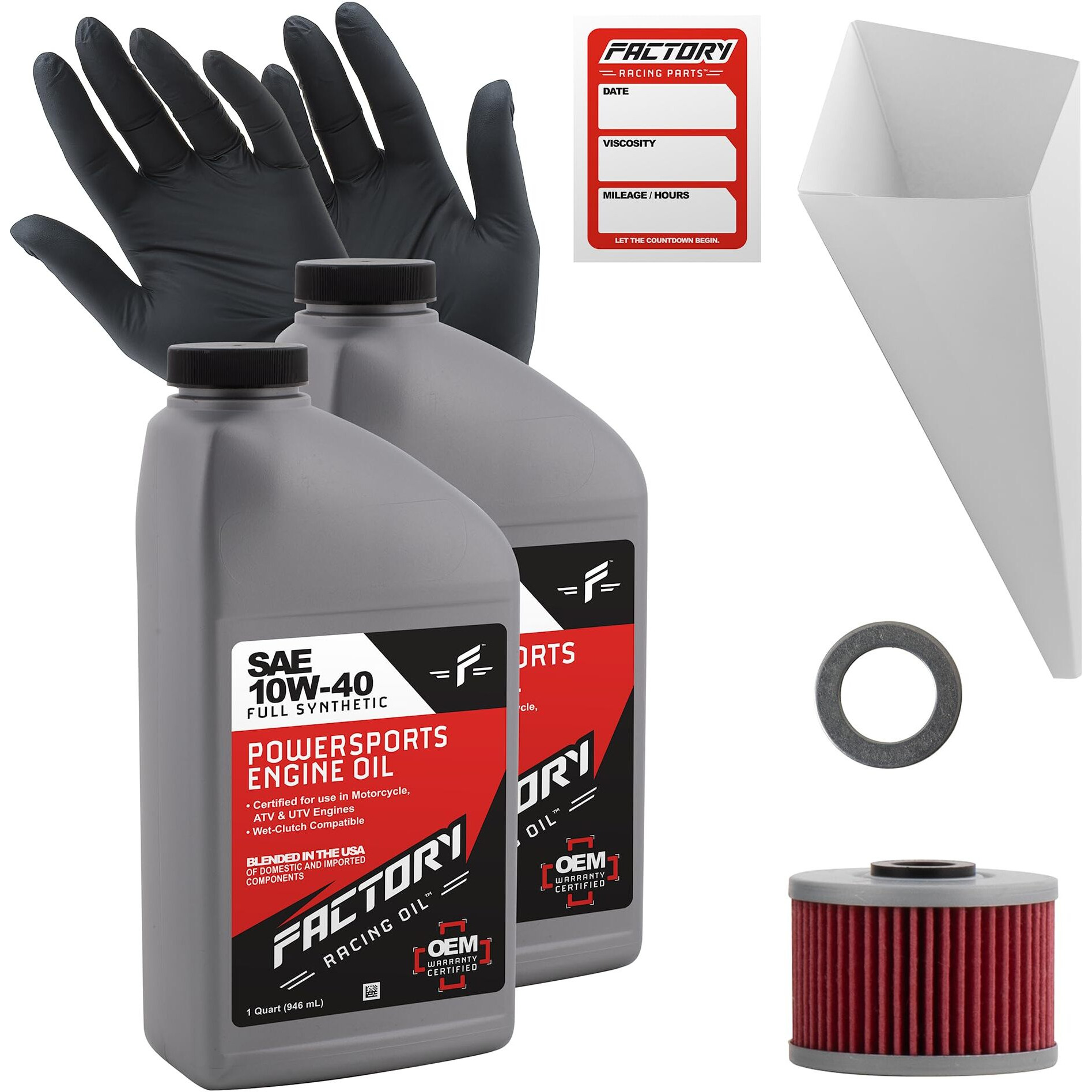 Factory Racing Parts Full Synthetic Oil Change Kit Compatible With Kawasaki Klx250S, Klx230, Klx230R, Klx250S, Klx250H, Klx250S, Klx250Sf (Klx250W), Klx300R - Includes 2 Quarts Of Sae 10W-40 Oil