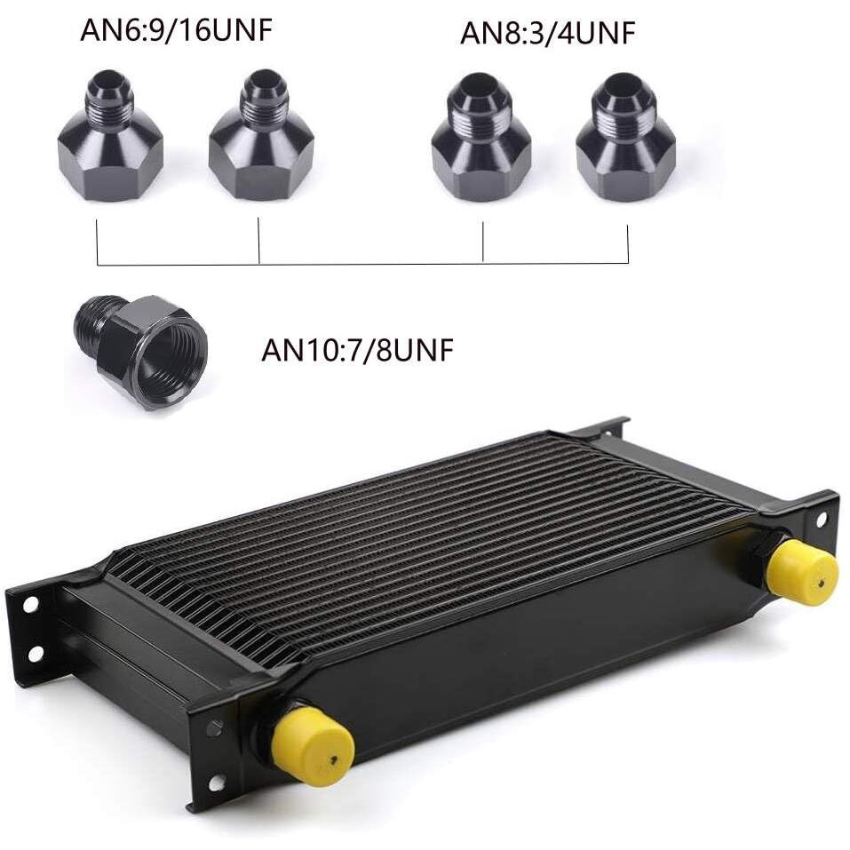 Zhsymx 19 Row An10-10An Stacked Plate Oil Cooler With 6An 8An Adapter Universal Engine Transmission British Radiator Oil Cooler Condenser Aluminium Alloy Black