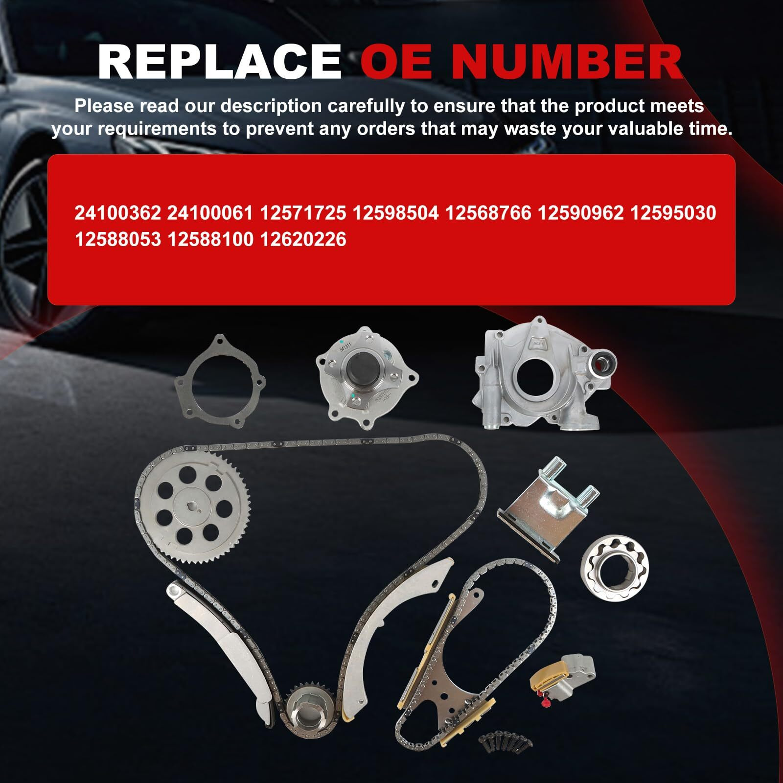 Autodevil Timing Chain Kit Water Oil Pump Fit For Chevy Colorado 2007-2012 2.9L 3.7L For Gmc Canyon 07-12 2.9L 3.7L, For I-290 I-370 07-08 For H3T 3.7L Car Time Chain Tool Set 12571725 24100362