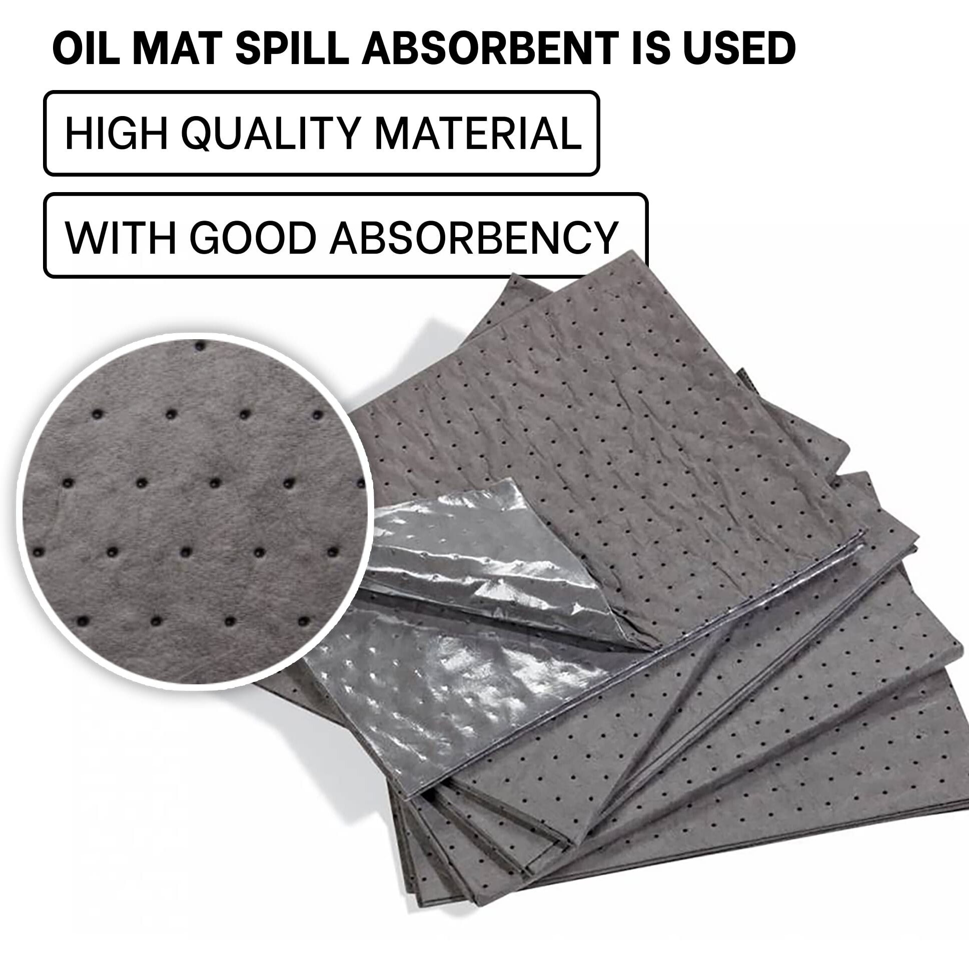 Ateret Oil Mat I Medium Weight Universal Absorbent Pad I 15"" X 18"" I 100 Universal Absorbing Pads I Grey