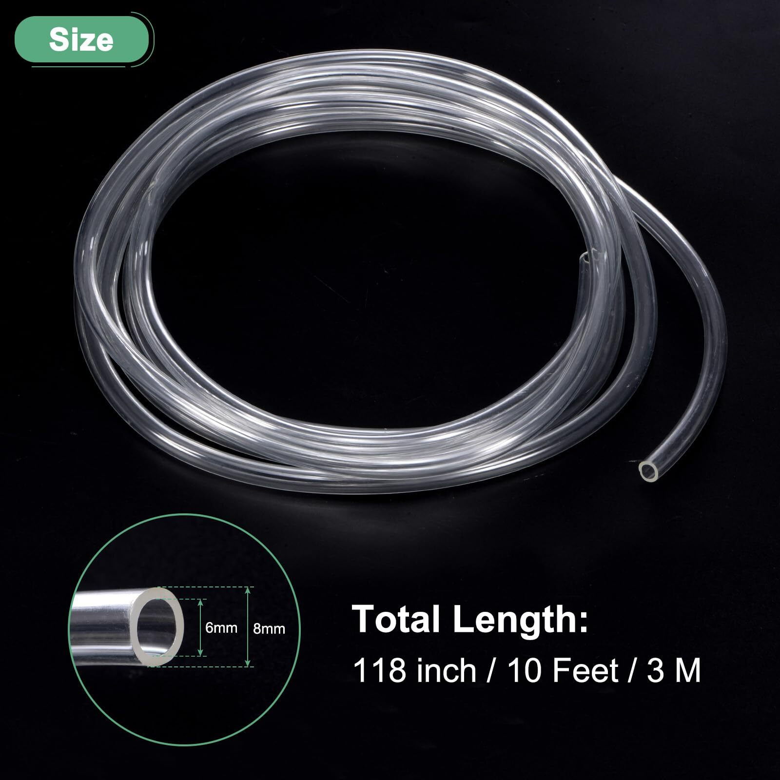 M Meterxity Tubing Carburetor Fuel Vent Line, 6Mm(0.24"") Id 8Mm(0.31"") Od 3.0M(10') Long Polyurethane Gas Oil Tube For Atv/Go Kart/Dirt Bike, Universal Petrol Pipe Replacement [Clear]