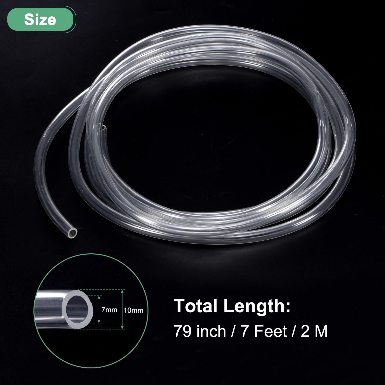M Meterxity Tubing Carburetor Fuel Vent Line, 7Mm(0.28"") Id 10Mm(0.39"") Od 2M(7') Long Polyurethane Gas Oil Tube For Atv/Go Kart/Dirt Bike, Universal Petrol Pipe Replacement [Clear]