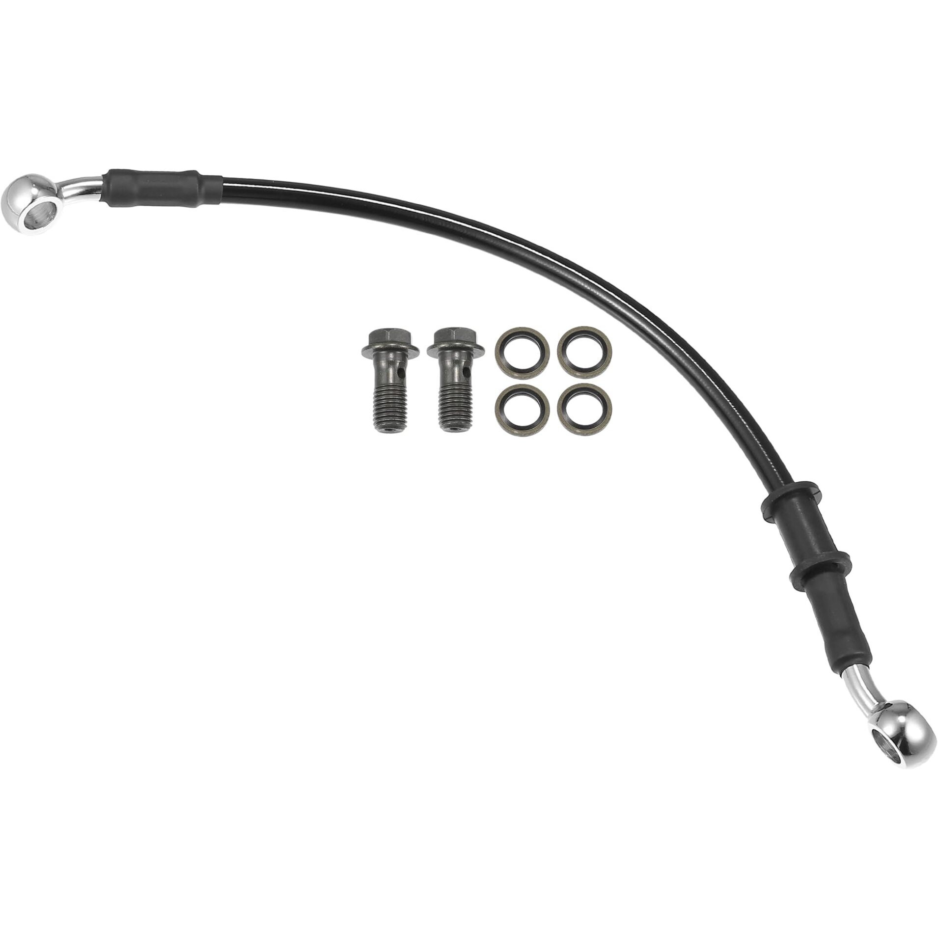 Motoforti Universal Brake Hose Motorcycle Atv Dirt Bike Motocross Braided Hydraulic Brake Line Oil Hose Pipeline, 30Cm, Durable, Metal, Black Silver Tone, 1 Set
