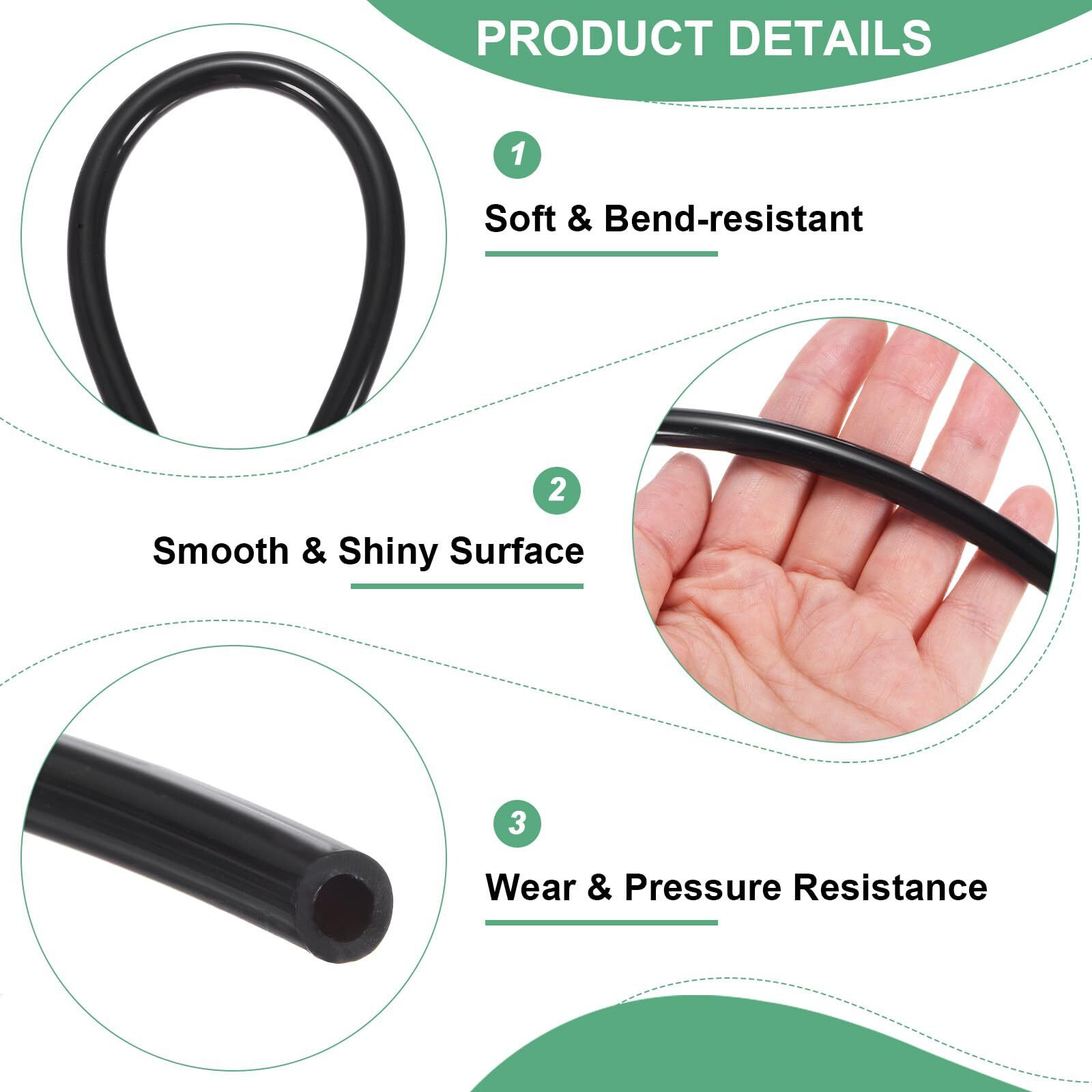 M Meterxity Tubing Carburetor Fuel Vent Line, 5Mm(0.2&quot&quot) Id 8Mm(0.31&quot&quot) Od 1.5M(5') Long Polyurethane Gas Oil Tube For Atv/Go Kart/Dirt Bike, Universal Petrol Pipe Replacement [Black]