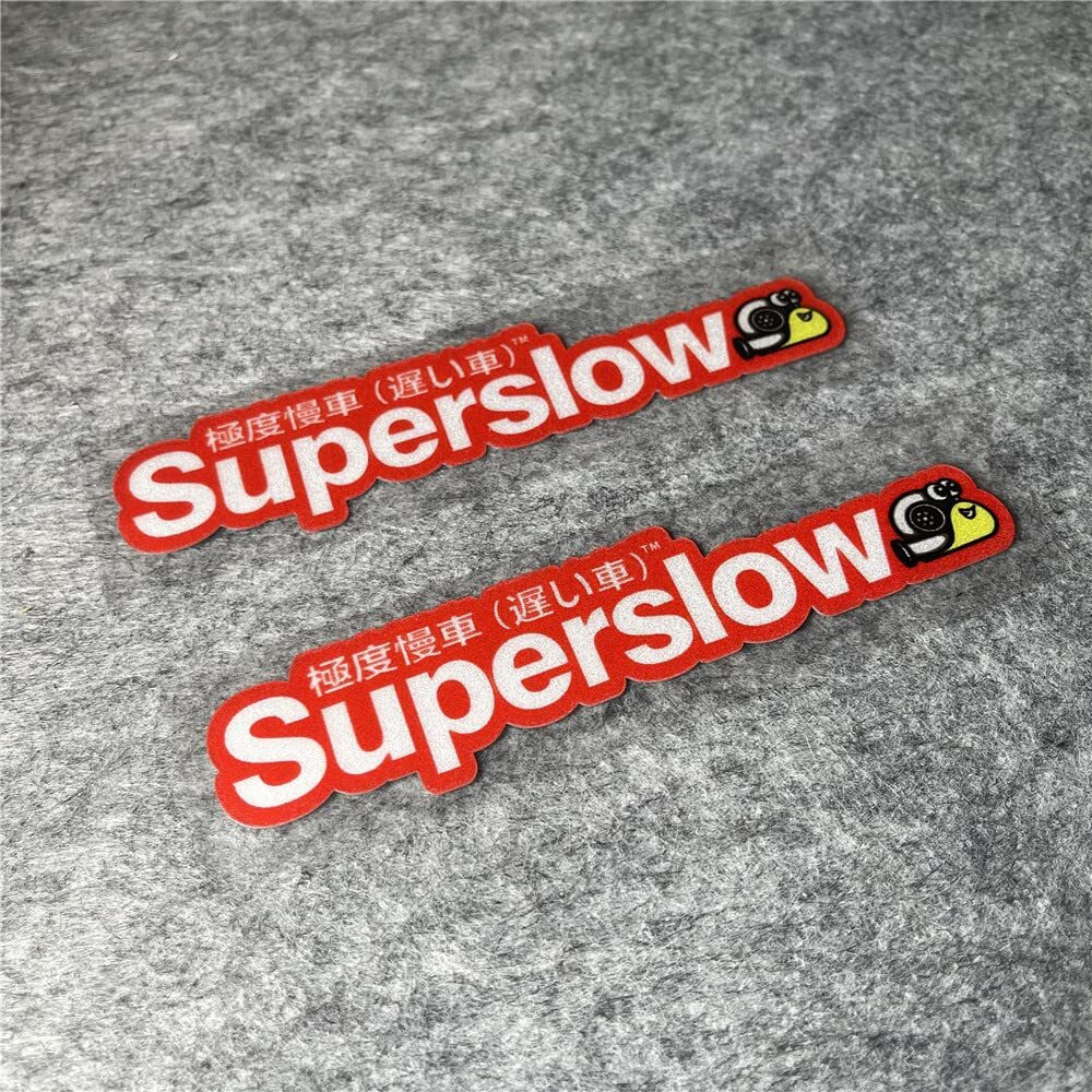 Car Styling Sticker For Japanese Superslow Snail Creative Words Auto Oil Tank Window Body Vinyl Computer Case Motocross Decals (E 13X3Cm Red 2Pcs)