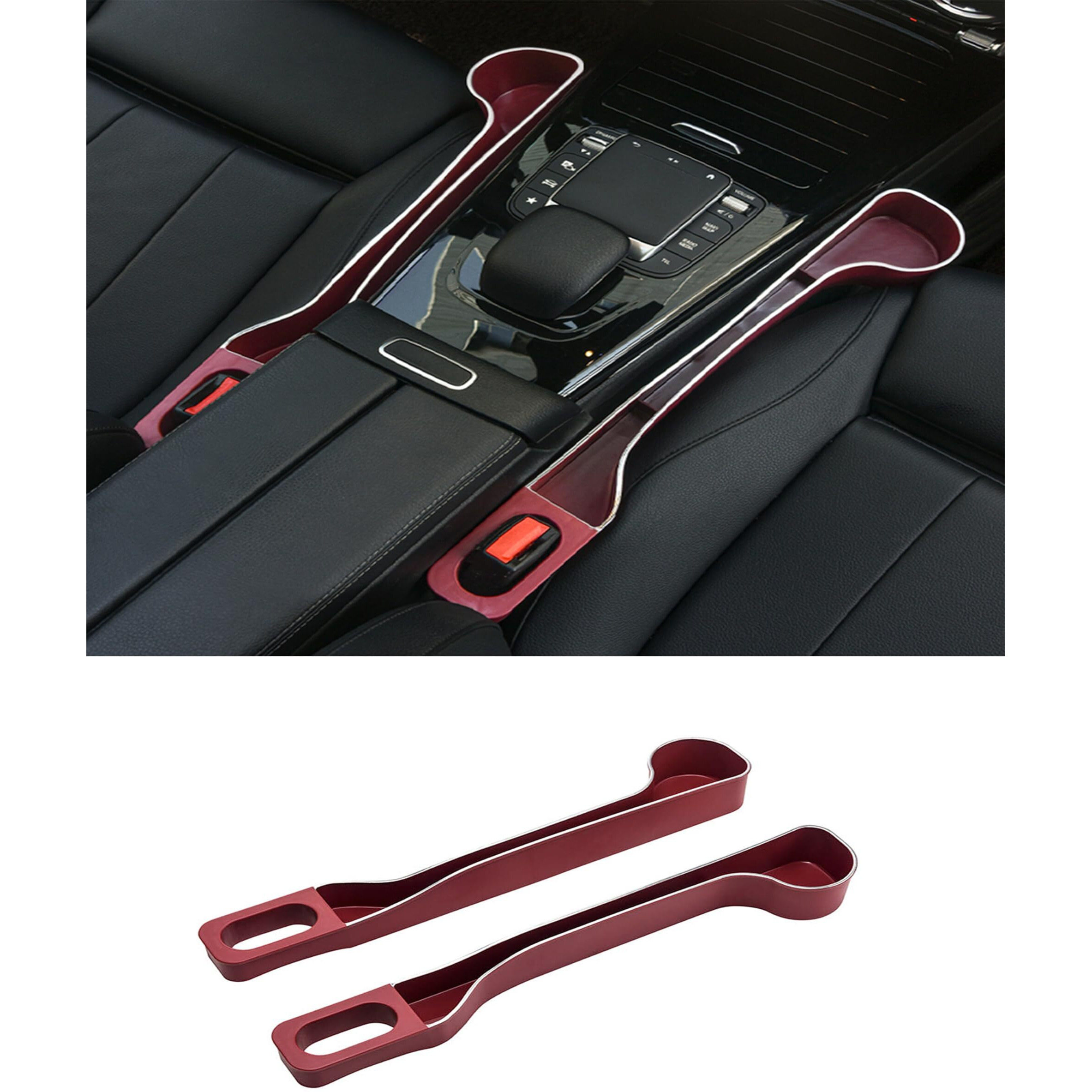 Car Seat Gap Filler Organizer- Upgrade Car Side Seat Gap Filler With Cup Holder And Phone Holder- Car Seat Gap Organizer For Prevent Falling-Seat Gap Storage 2 Pack (2, Red)