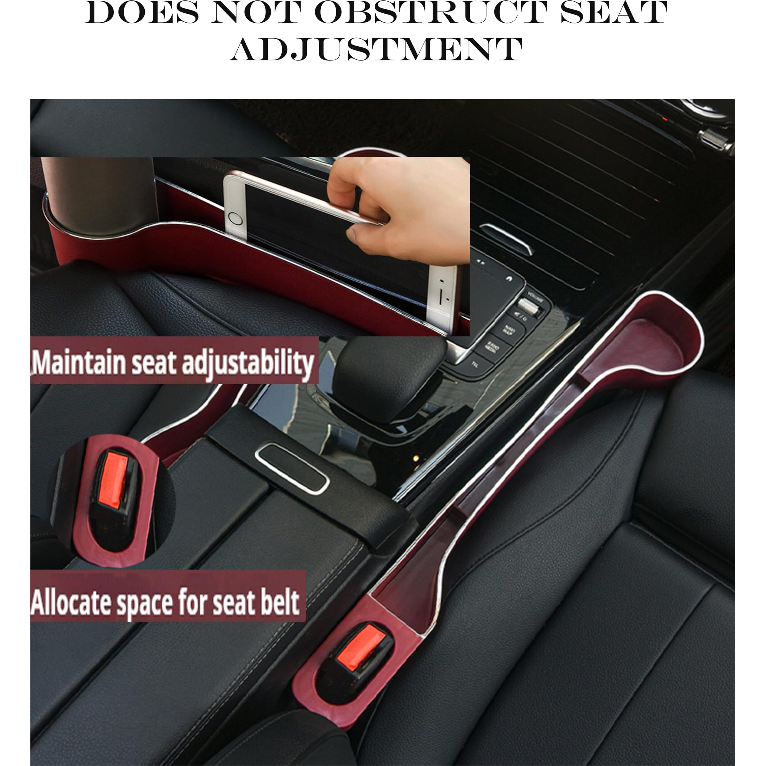 Car Seat Gap Filler Organizer- Upgrade Car Side Seat Gap Filler With Cup Holder And Phone Holder- Car Seat Gap Organizer For Prevent Falling-Seat Gap Storage 2 Pack (2, Red)