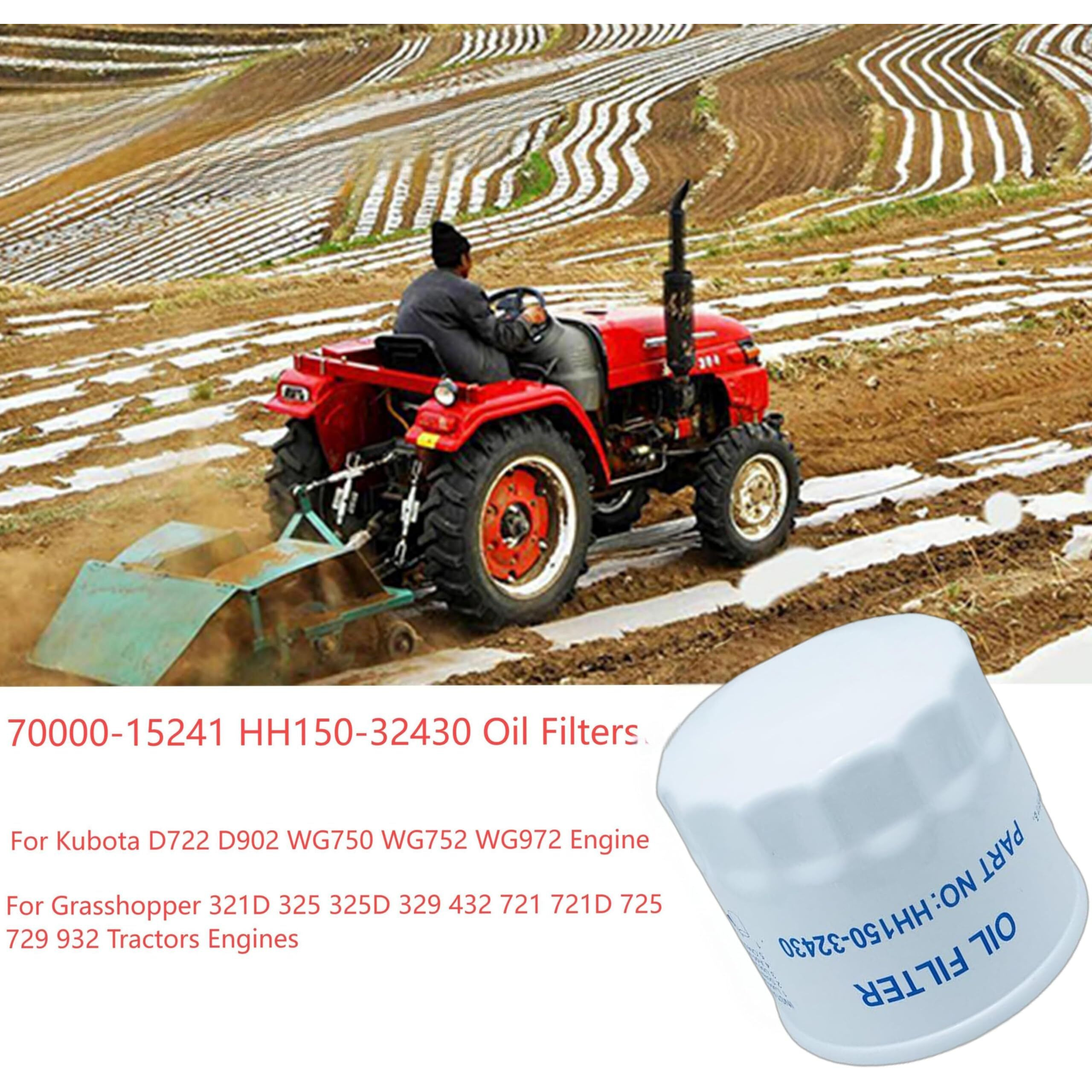 (2 Pack) 70000-15241 Hh1J0-32430 Hh150-32430 Oil Filters For Grasshopper 321D 325 325D 329 432 721 721D 725 729 932,Kubota D722 D902 Wg750 Wg752 Wg972 Engines