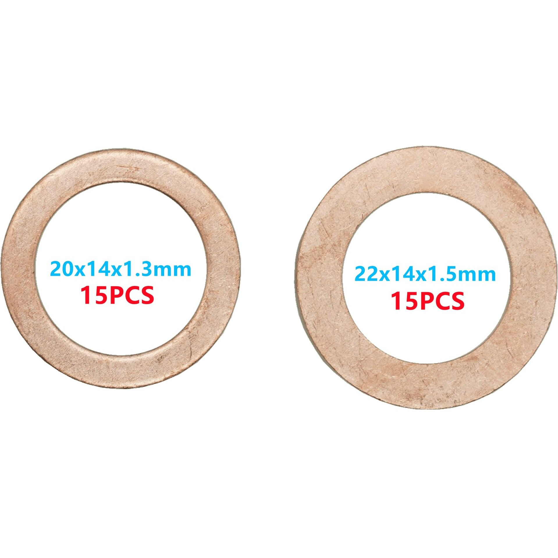 Dsnaduo 2 Sizes 30 Pcs Oil Drain Plug Gasket,Copper Crush Washer Fits M14