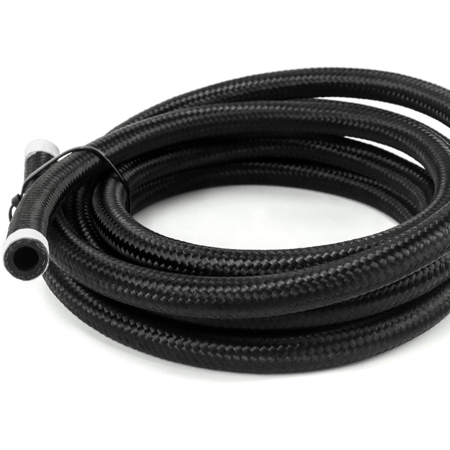 Qwork 6An Braided Fuel Line Hose, Push-On Fuel Line, Pressure Injection Hose, 10Ft -6An Black Fuel Oil Hose Fuel Line For 3/8"" Tube Size, Used For Gas, Diesel, Biodiesel Fuel, Engine Oil, Hydraulic