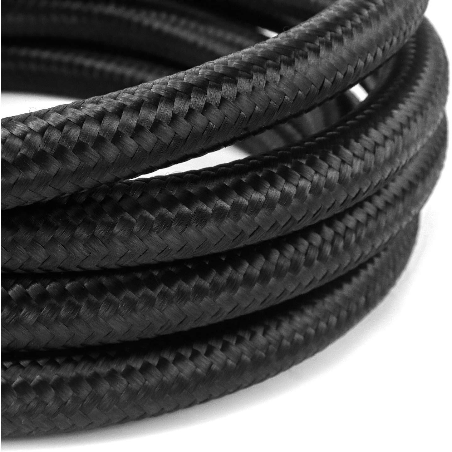 Qwork 6An Braided Fuel Line Hose, Push-On Fuel Line, Pressure Injection Hose, 10Ft -6An Black Fuel Oil Hose Fuel Line For 3/8"" Tube Size, Used For Gas, Diesel, Biodiesel Fuel, Engine Oil, Hydraulic