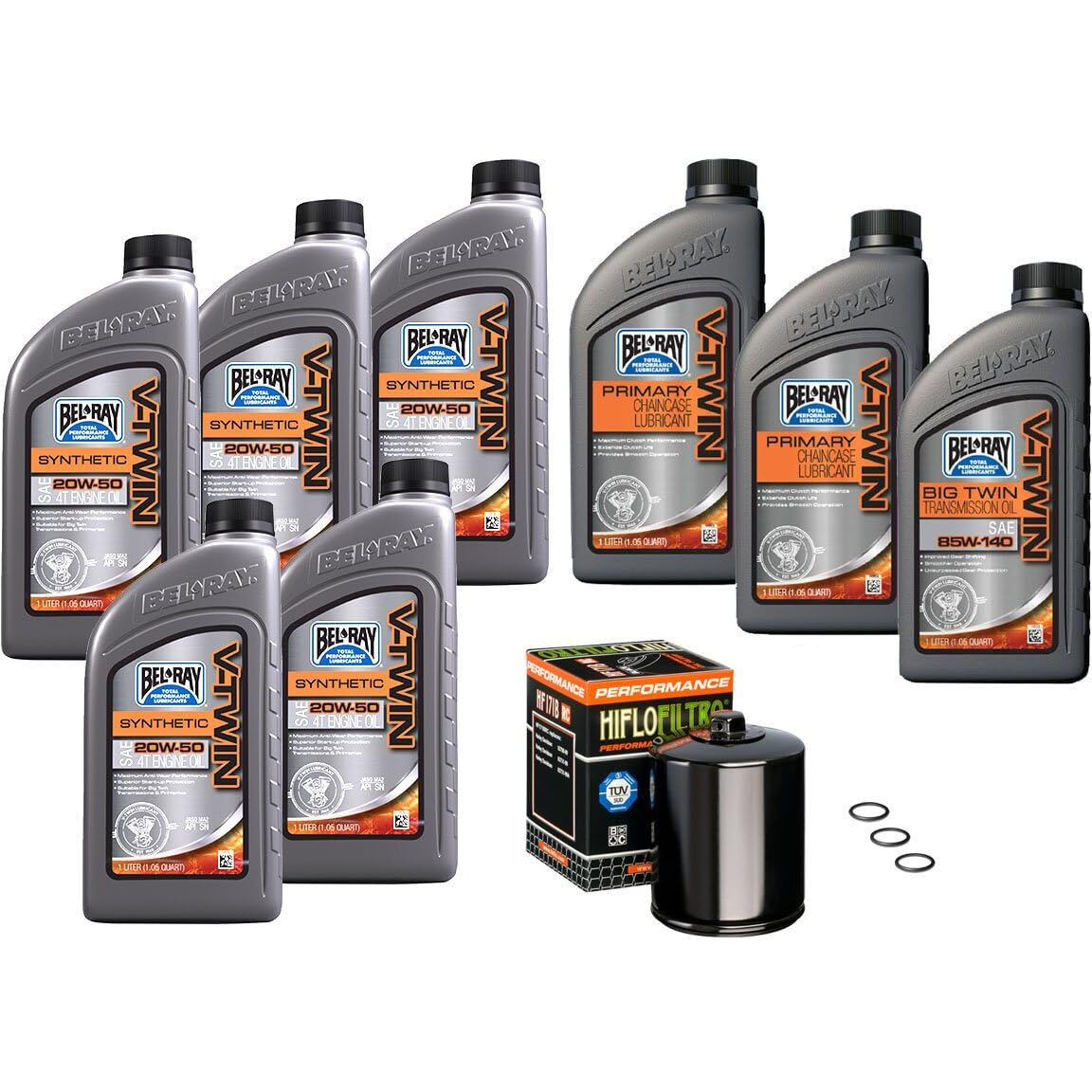 Bel-Ray Synthetic Engine/Transmission/Primary Oil Change For Harley Davidson Motorcycles, 1986-2022 Harley Sportster, Black Oil Filter