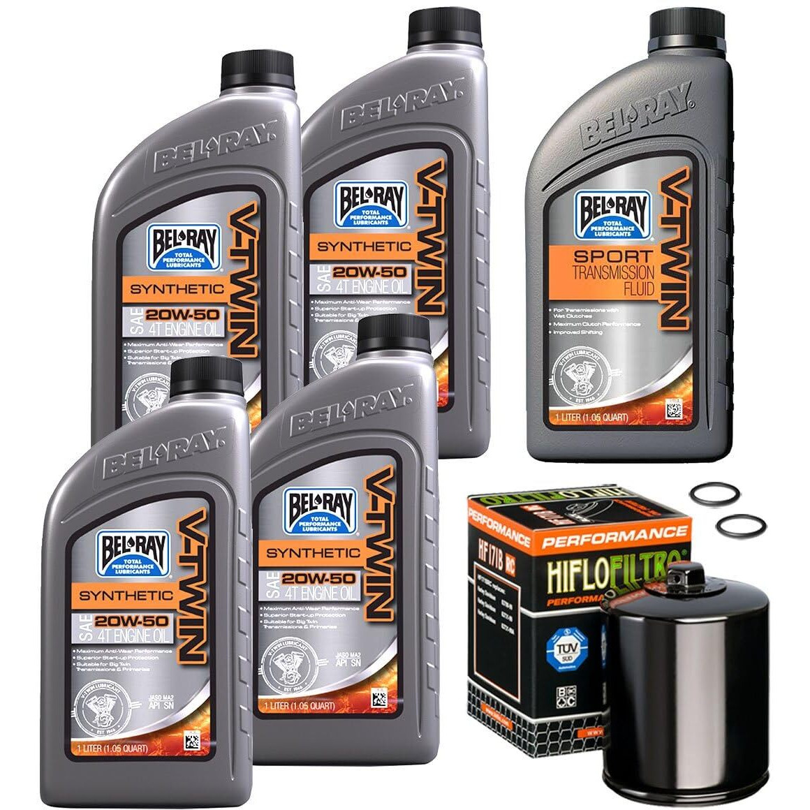 Bel-Ray Synthetic Engine/Transmission/Primary Oil Change For Harley Davidson Motorcycles, 1986-2022 Harley Sportster, Black Oil Filter
