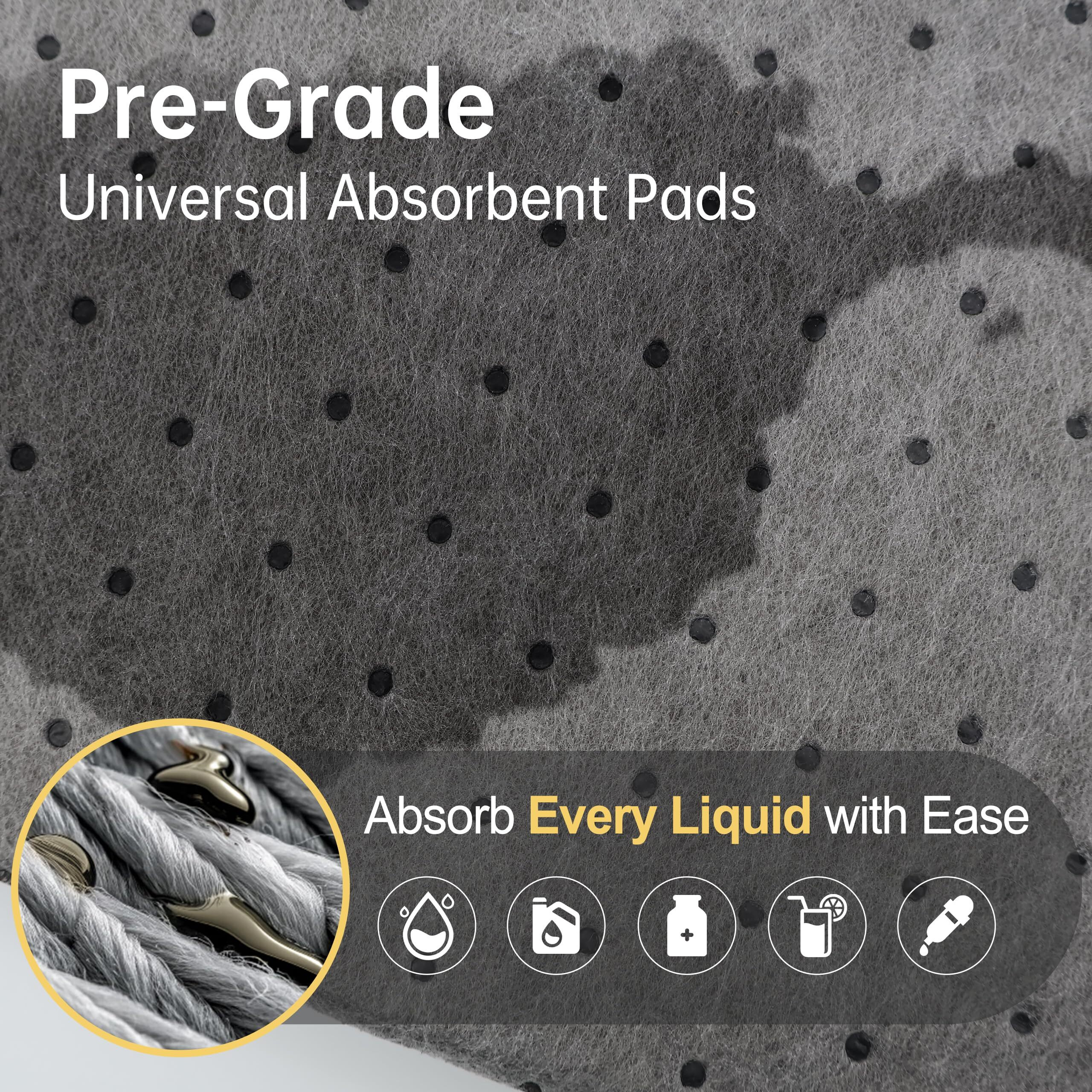 Aawipes Oil Absorbent Pads Mat Pre-Grade Universal Pads Absorbs All Liquids 3Mm Thicker More Absorption For Garage, Car, Truck, Motorcycle - Grey 6 Pack 15"" X 18"" Og1518-6S