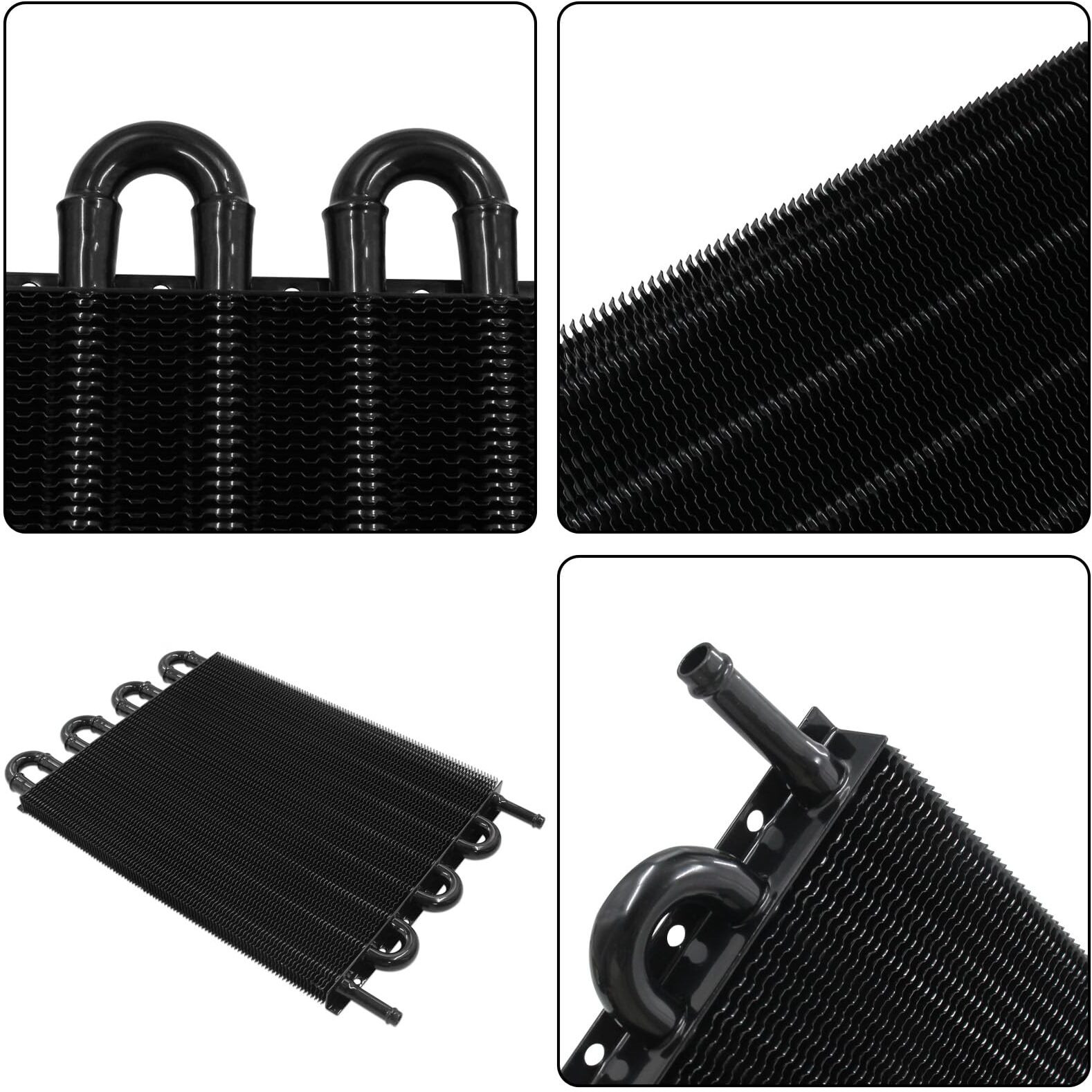 Universal Transmission Oil Cooler Kit,Aluminium Alloy Tube And Fin Oil Cooler Kit (Black, 8 Pass)
