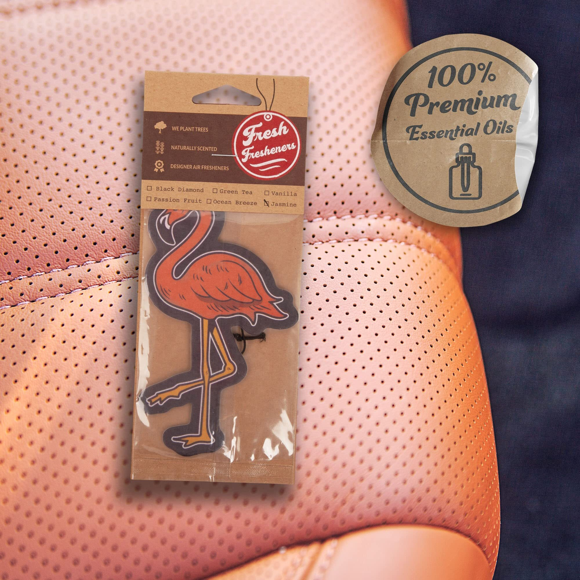 Flamingo Car Air Freshener 3 Pack Scented With Essential Oils By Fresh Fresheners