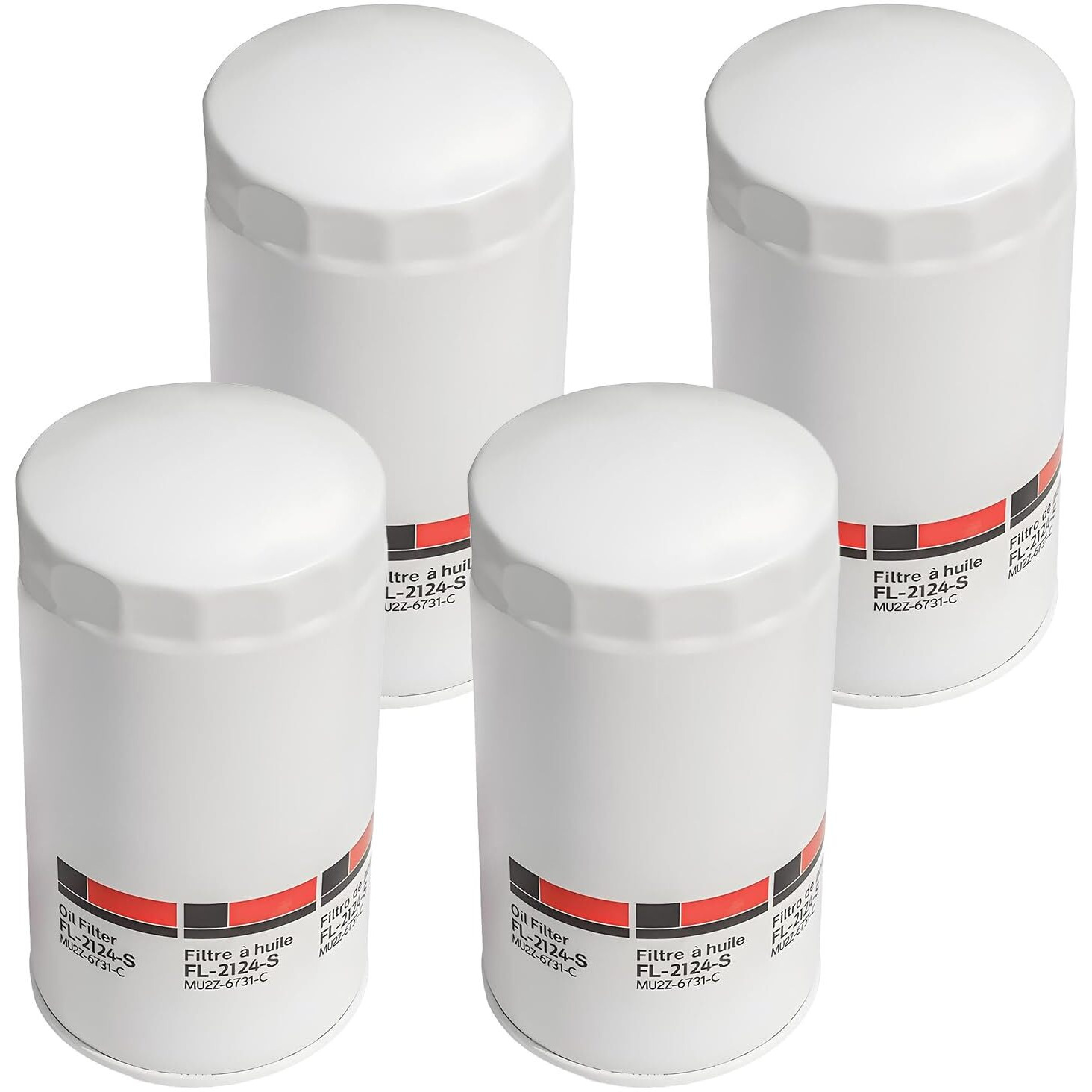 4Pcs Fl2124S Oil Filter Fits For 2011-2024 Ford F250 F350 F450 F550 F650 F750 6.7L Powerstroke Diesel Engine Replaces Fl2051S Bc3Z-6731-B Bc3Q-6714-Ca