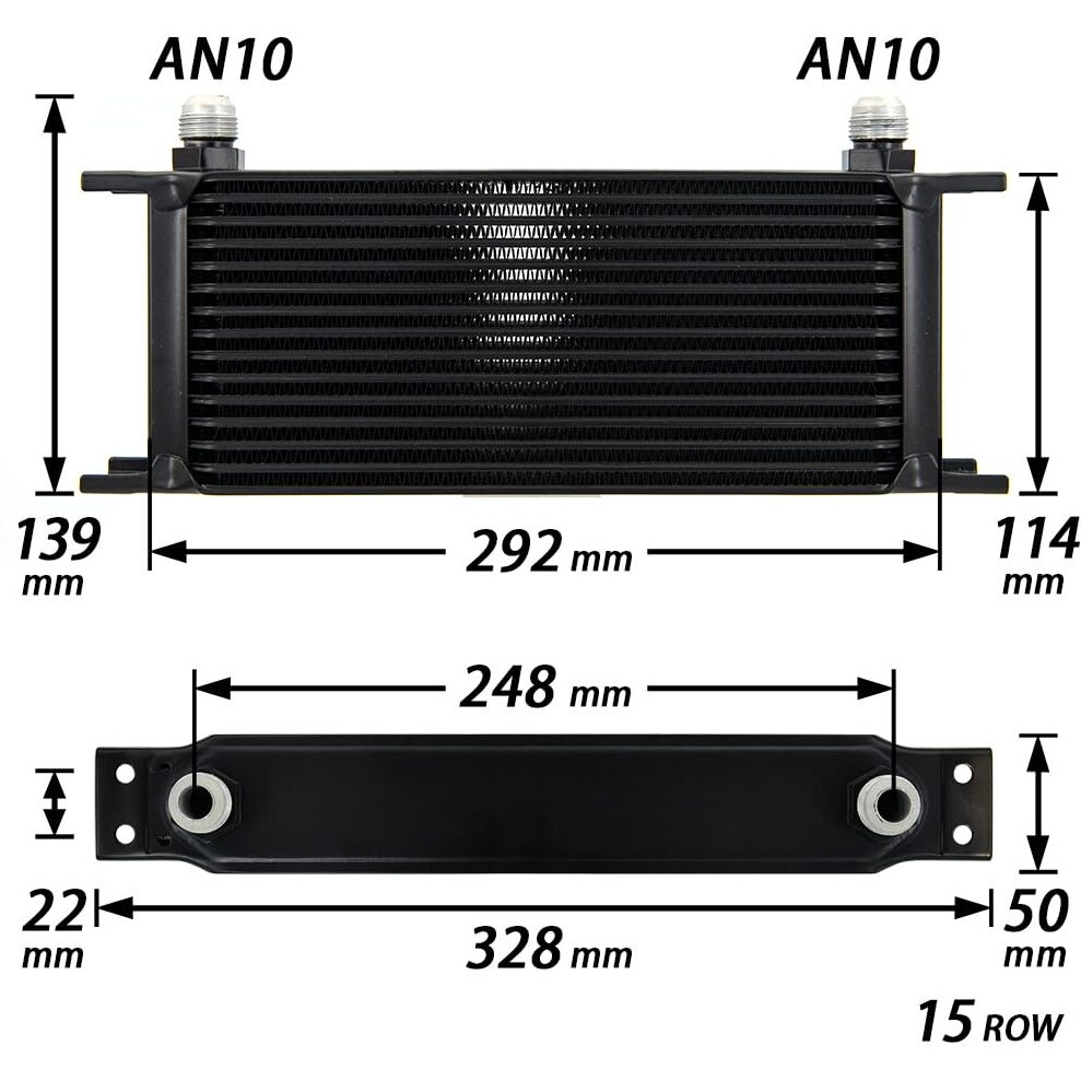Zhsymx 15 Row An10-10An Stacked Plate Oil Cooler Universal Engine Transmission British Radiator Oil Cooler Condenser With Fuel Line Hose Mounting Nut Adapter Clamp Aluminium Alloy Black