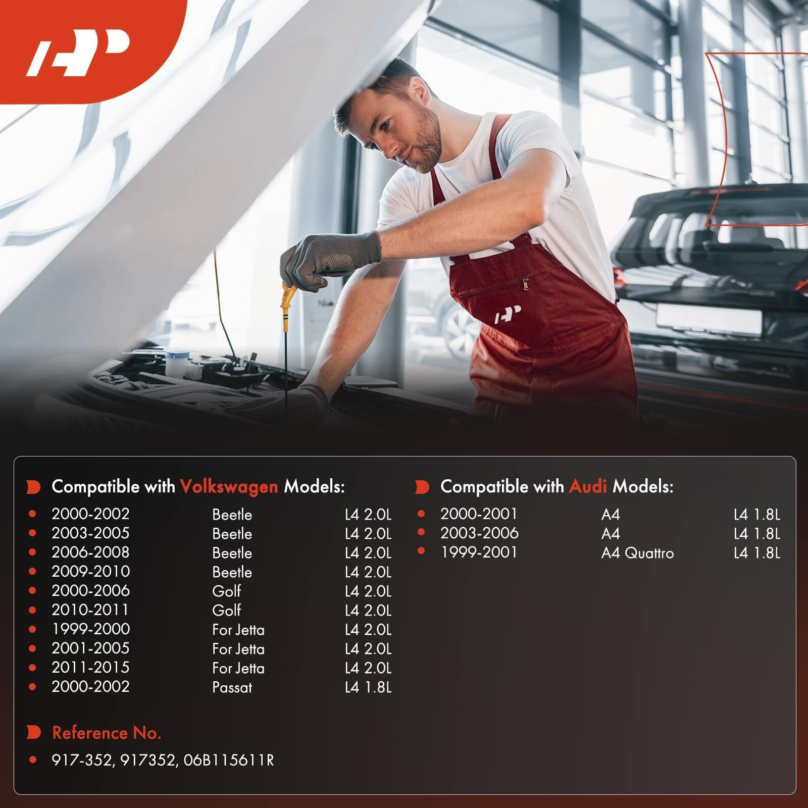 A-Premium 1.8L 2.0L Engine Oil Dipstick Compatible With Volkswagen Jetta 1999-2005 2011-2015, Passat 2000-2002, Golf, Beetle & Audi A4, A4 Quattro, Engine Oil Measuring Rod Dip Stick