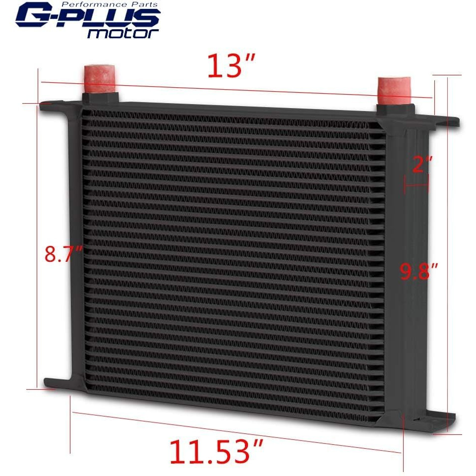 G-Plus Aluminum 30 Row An10-10An Universal Radiator Oil Cooler Condenser Oil Filter Adapter Kit & Oil Cooler Kit Black
