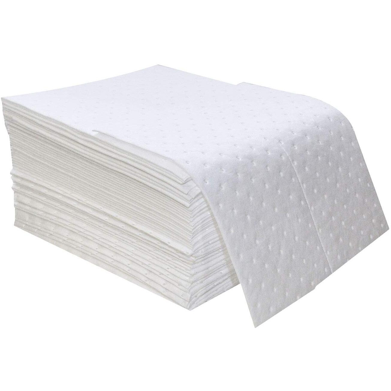 Ateret Oil Mat I Medium Weight Oil Only Absorbent Pad I 15"" X 18"" I 100 Oil Absorbing Pads I White