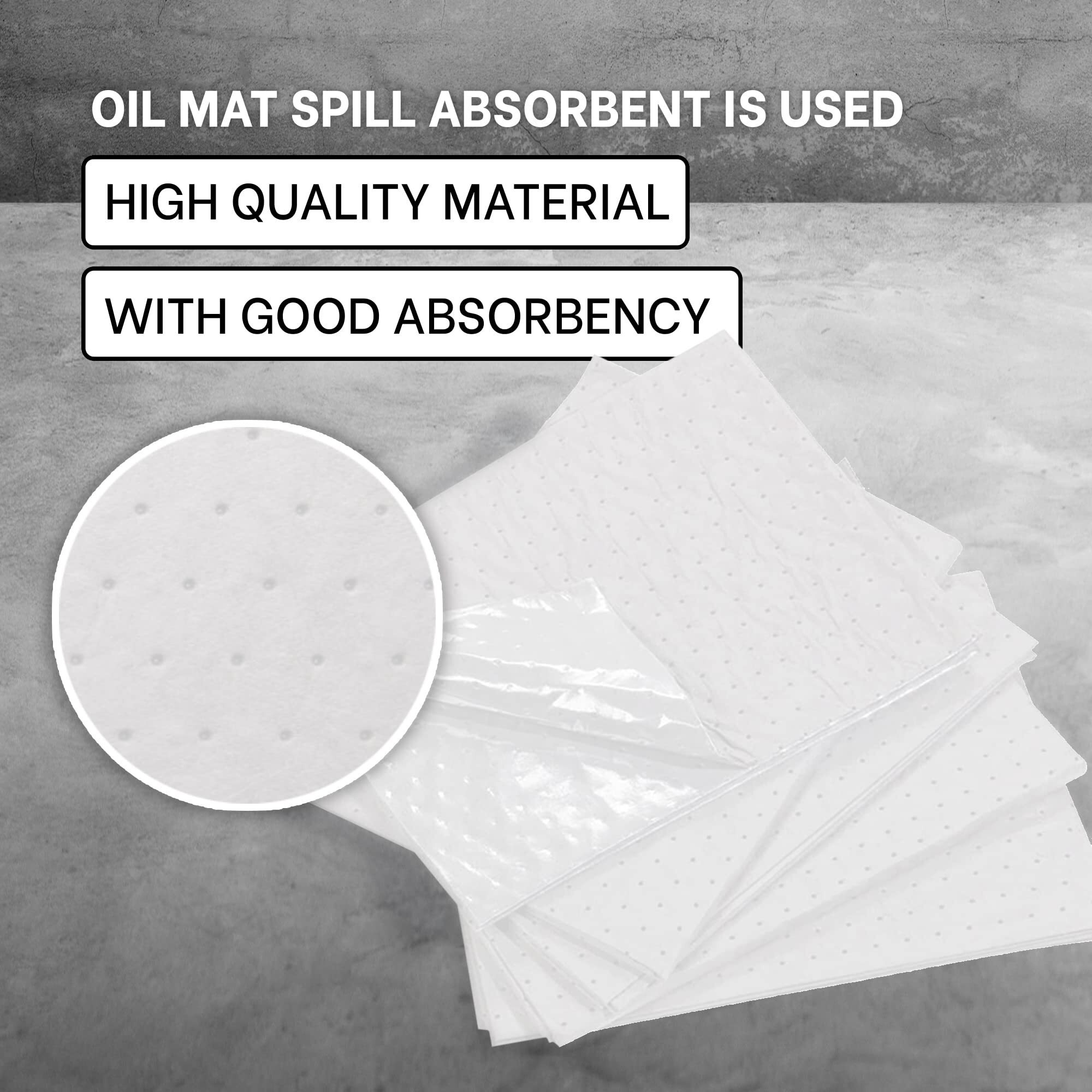 Ateret Oil Mat I Medium Weight Oil Only Absorbent Pad I 15"" X 18"" I 100 Oil Absorbing Pads I White