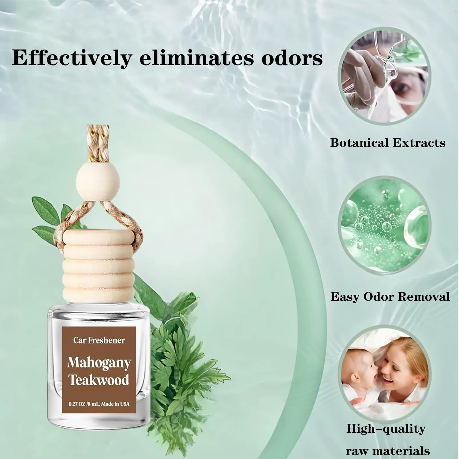 Hanging Air Freshener Diffuser, 60-Day Long Lasting Essential Oil Diffuser For Car - Natural Odor Eliminator & Stress Relief, Aromatherapy Diffuser For Car Interior