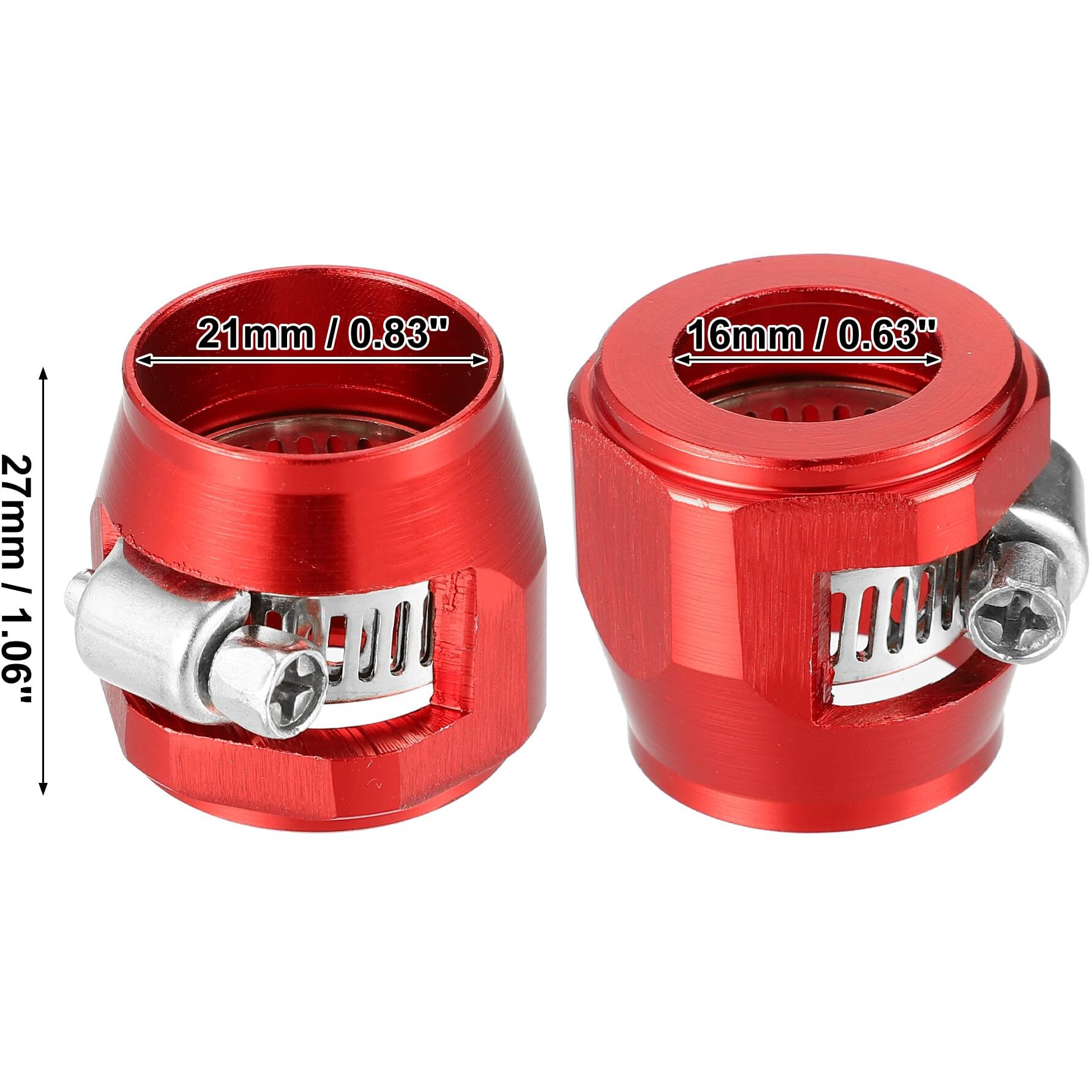 X Autohaux 5 Pcs An10 Hex Car Hose Finisher Flexible Rubber Pipe Clamp With Screw Band Adapter Fitting For Oil Fuel Water Tube Red