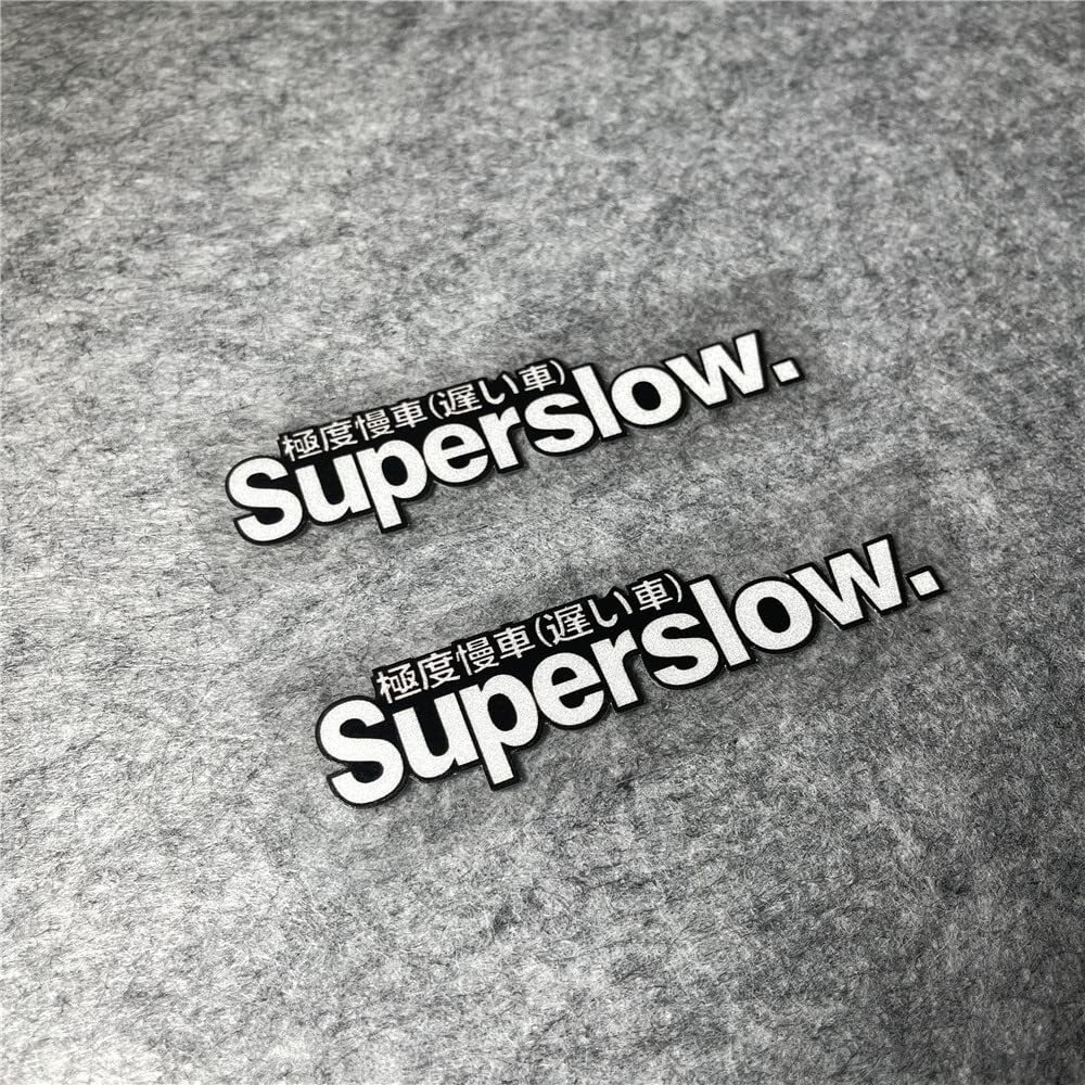 Car Styling Sticker For Japanese Superslow Snail Creative Words Auto Oil Tank Window Body Vinyl Computer Case Motocross Decals (B 10X2.5Cm 2Pcs)