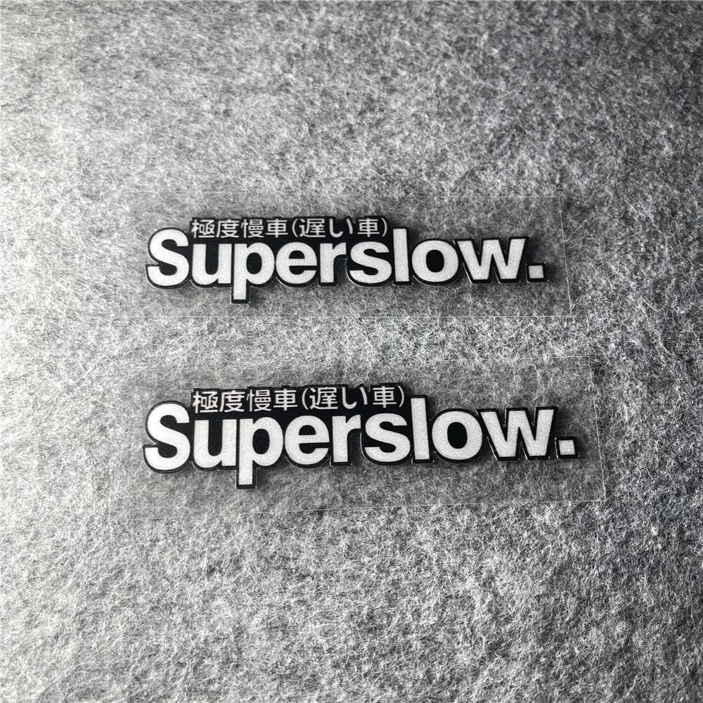 Car Styling Sticker For Japanese Superslow Snail Creative Words Auto Oil Tank Window Body Vinyl Computer Case Motocross Decals (B 10X2.5Cm 2Pcs)