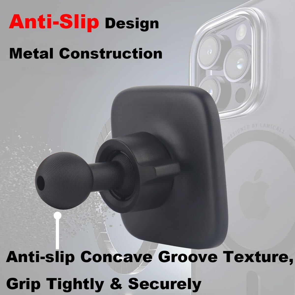 Rigdance Magnetic Cell Phone Holder Base With 20Mm Ball For Magsafe Iphone 16 15 14 13 12 Series, Compatible With Bulletpoint Mounting Solutions (Square)