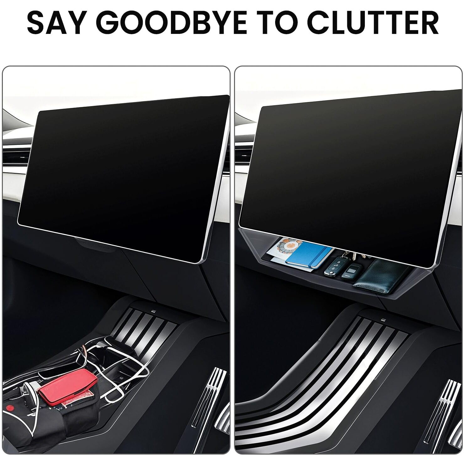 Wheelx Center Console Organizer Tray For 2024 2025 Tesla Cybertruck - Under Screen Storage Box For Phone, Glasses, Wallet, Earbuds - Interior Accessories Holder