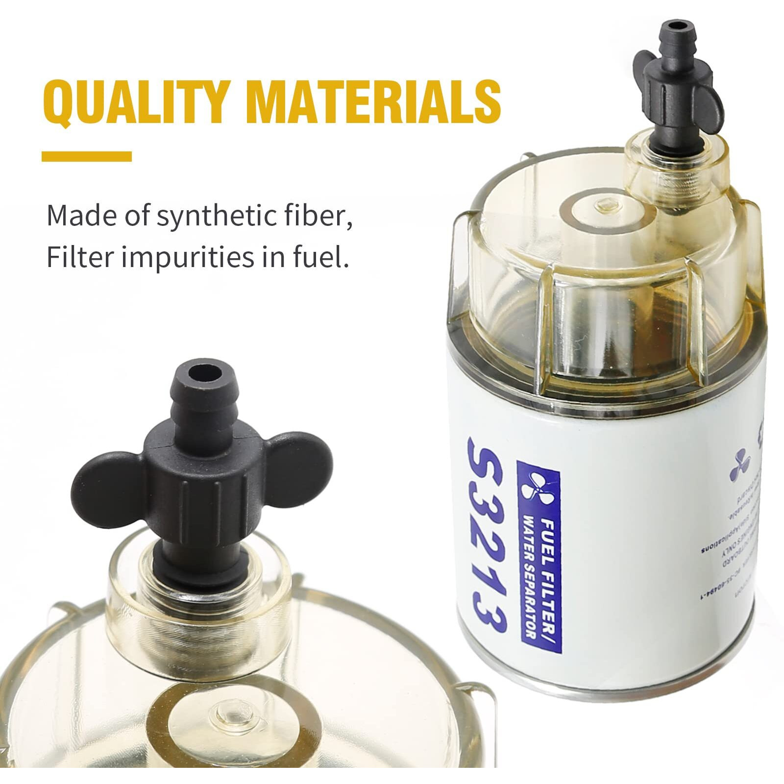 Cadufuelly S3213 Fuel Water Separator Filter, Oil-Water Separator With Clear Bowl For Marine Outboard Motor Mercury, Replaces 35-60494-1, 18-7932-1, 18-17928, 35-809097 (Oil-Water Separator)