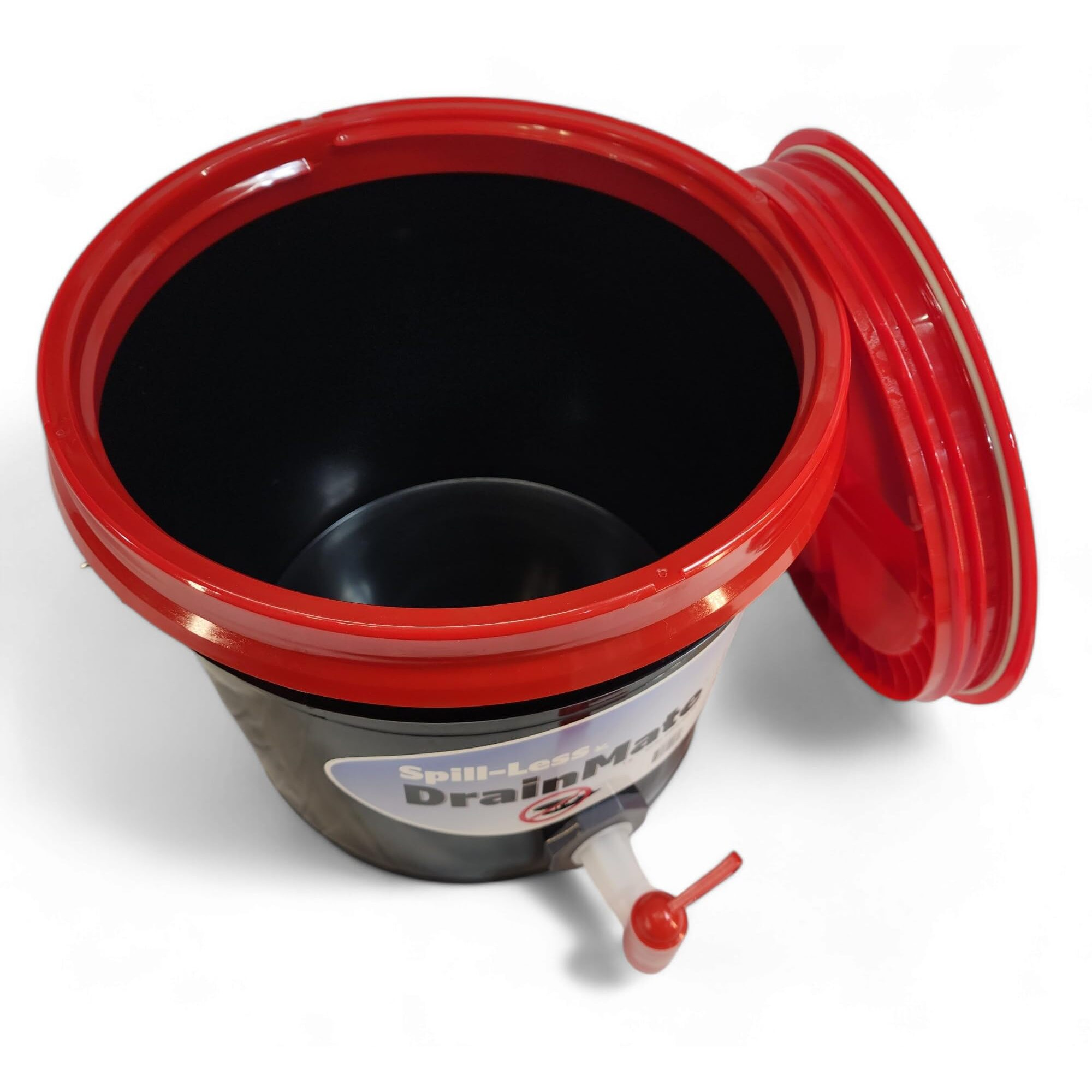 Spill-Less Drainmate 14 Quart Oil Drain Container/Oil Drain Pan, Sealed Lid For Easy Transport, On-Off Spigot For Precise Fluid Transfer, Made In Usa
