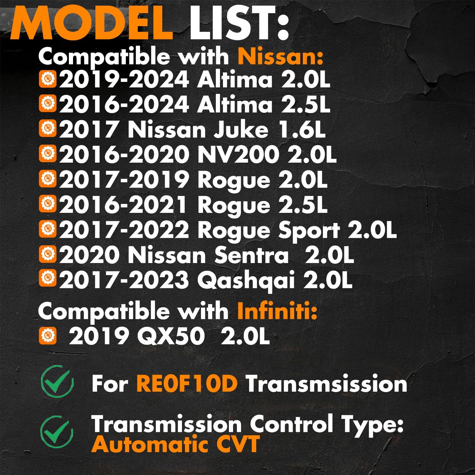 Memoeo Re0F10D Cvt Transmission Filter Oil Pan Gasket Kit 31728-28X0A Compatible With Nissan Altima Nv200 Rogue Qashqai Qx50 2.0L 2.5L