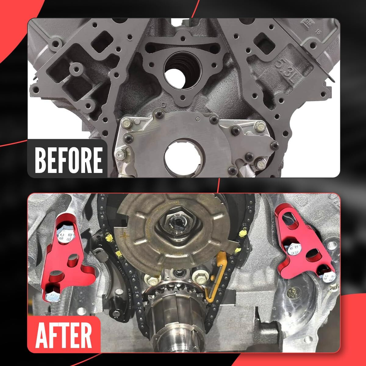 Billfaro 2Pcs Oil Pump Alignment Tool,Billet Aluminium Oil Pump Guide Kit Tool Cam Swap Pickup Tube Girdle Brace Hold Down Installation Engines Tool For Gen V Lt1 Lt4 Lt5 L83 L86 L87 Engines (Red)