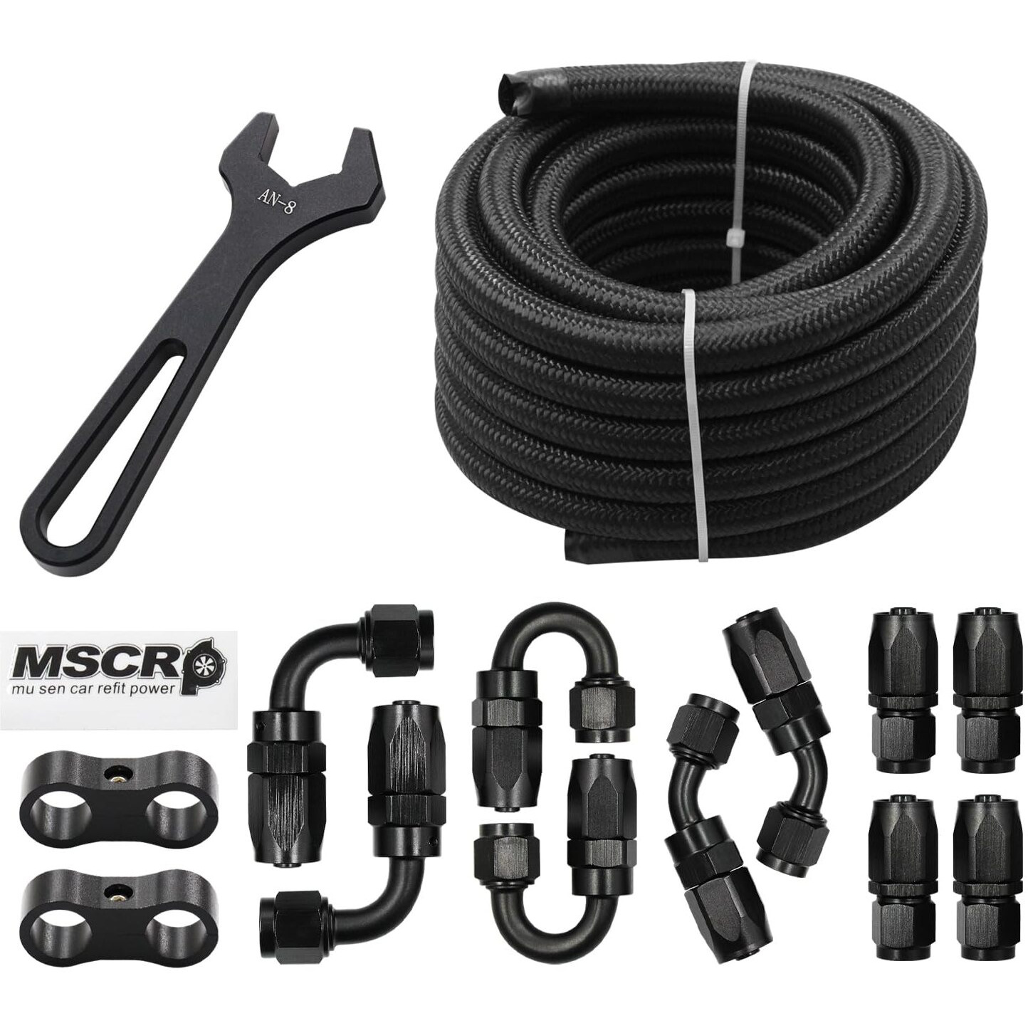 8An 20Ft Fuel Line Hose Kit With Fitting, Nylon Stainless Steel Braided 1/2"" Cpe Fuel Oil Hose- 11.12Mm Id (An8, Nylon)