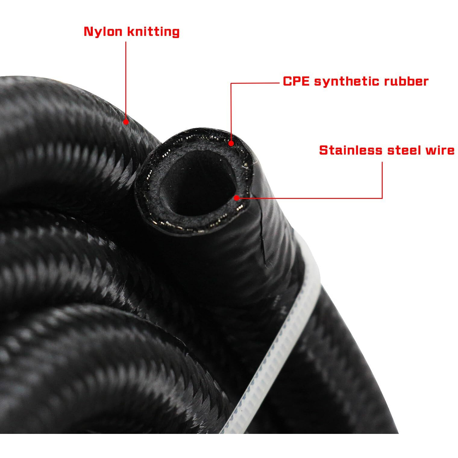 8An 20Ft Fuel Line Hose Kit With Fitting, Nylon Stainless Steel Braided 1/2"" Cpe Fuel Oil Hose- 11.12Mm Id (An8, Nylon)