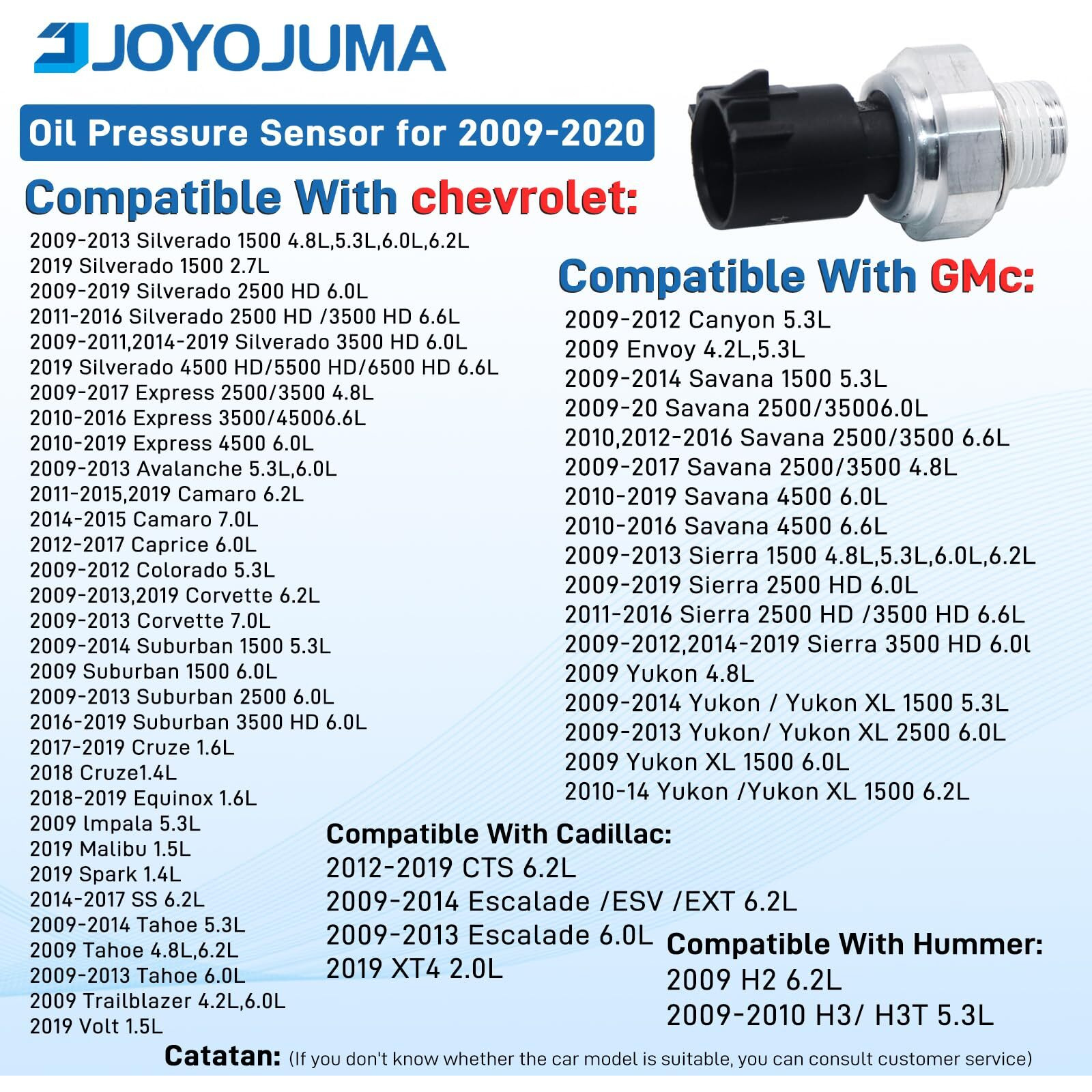 12673134 Oil Pressure Sensor Switch For Chevrolet Silverado 1500 2500 Suburban Buick Chevy Express Avalanche Camaro Tahoe Colorado Equinox Gmc Savana,Sierra Anyon Cadillac Escalade 2009-2020