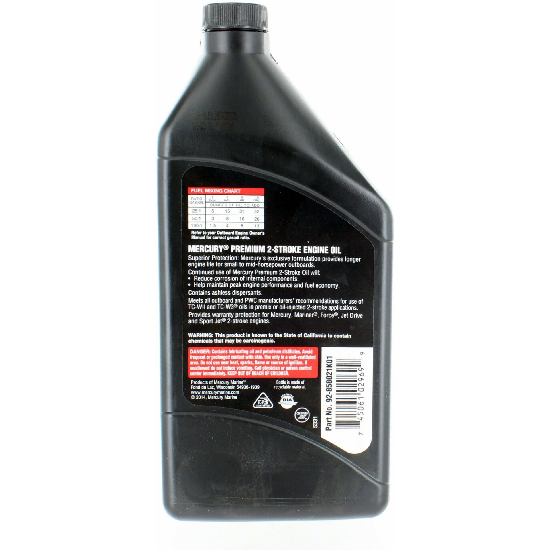 Mercury Genuine Premium 2-Cycle Oil Qt - 858021K01